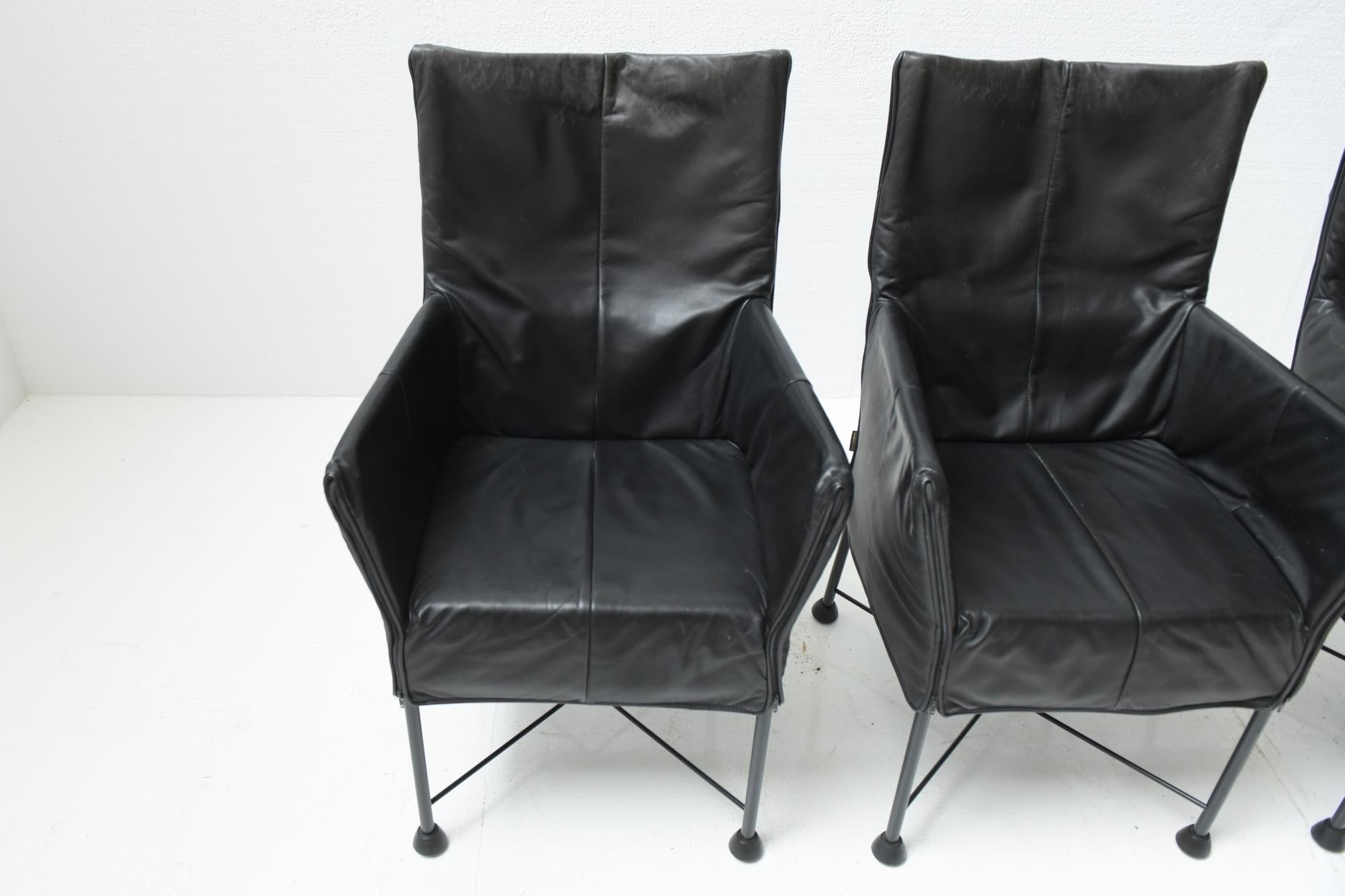 6 x Chaplin Vintage Leather Dining Chairs by Gerard van den Berg for Montis For Sale 4
