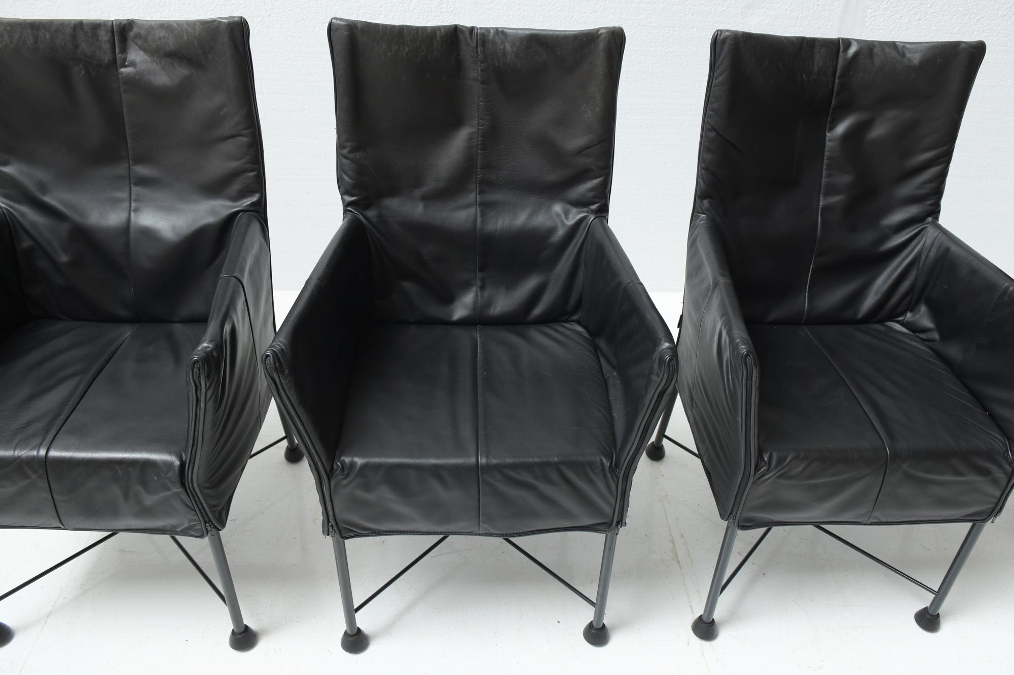 6 x Chaplin Vintage Leather Dining Chairs by Gerard van den Berg for Montis For Sale 5