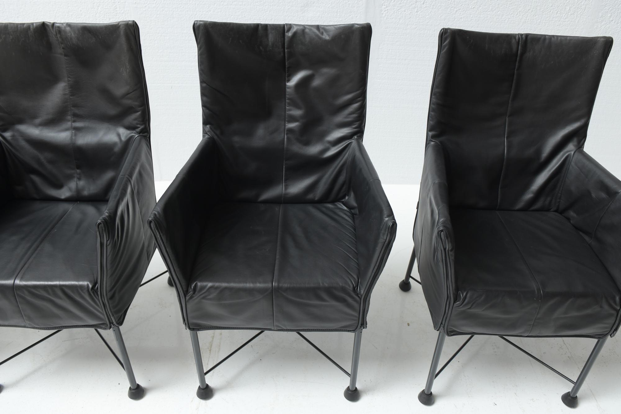 6 x Chaplin Vintage Leather Dining Chairs by Gerard van den Berg for Montis For Sale 6