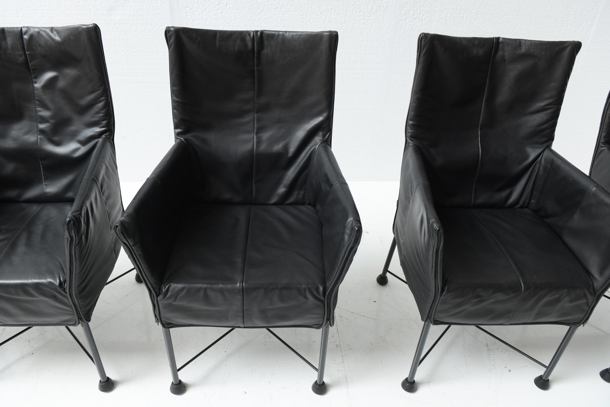 6 x Chaplin Vintage Leather Dining Chairs by Gerard van den Berg for Montis For Sale 7
