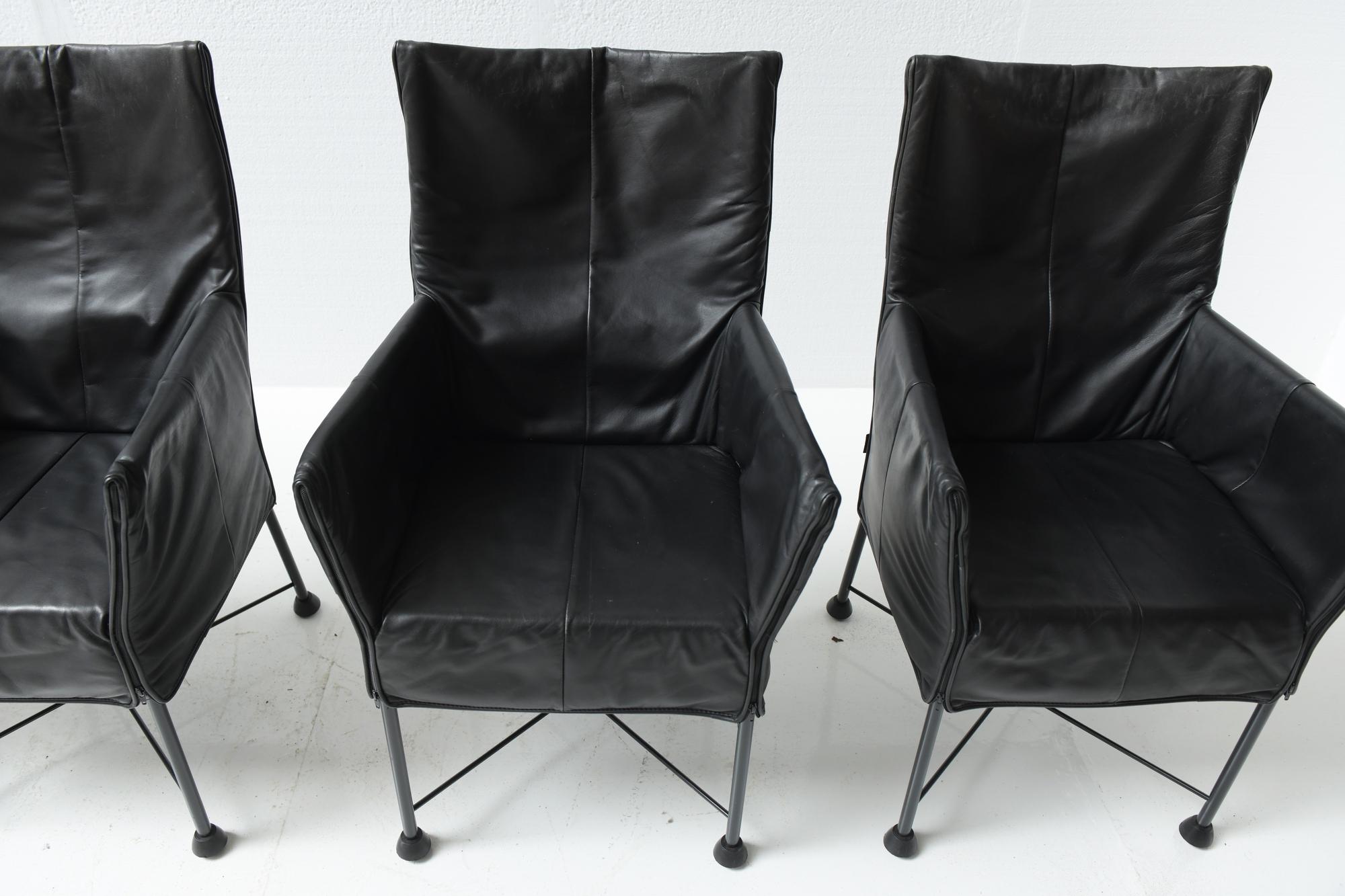 6 x Chaplin Vintage Leather Dining Chairs by Gerard van den Berg for Montis For Sale 8