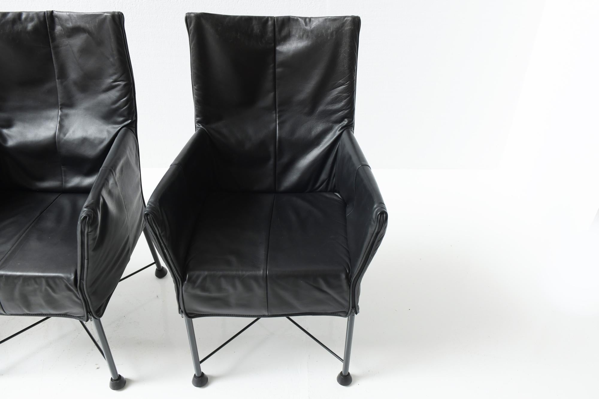 6 x Chaplin Vintage Leather Dining Chairs by Gerard van den Berg for Montis For Sale 9