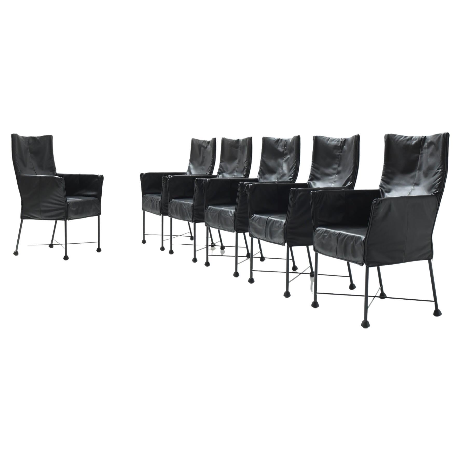 6 x Chaplin Vintage Leather Dining Chairs by Gerard van den Berg for Montis For Sale