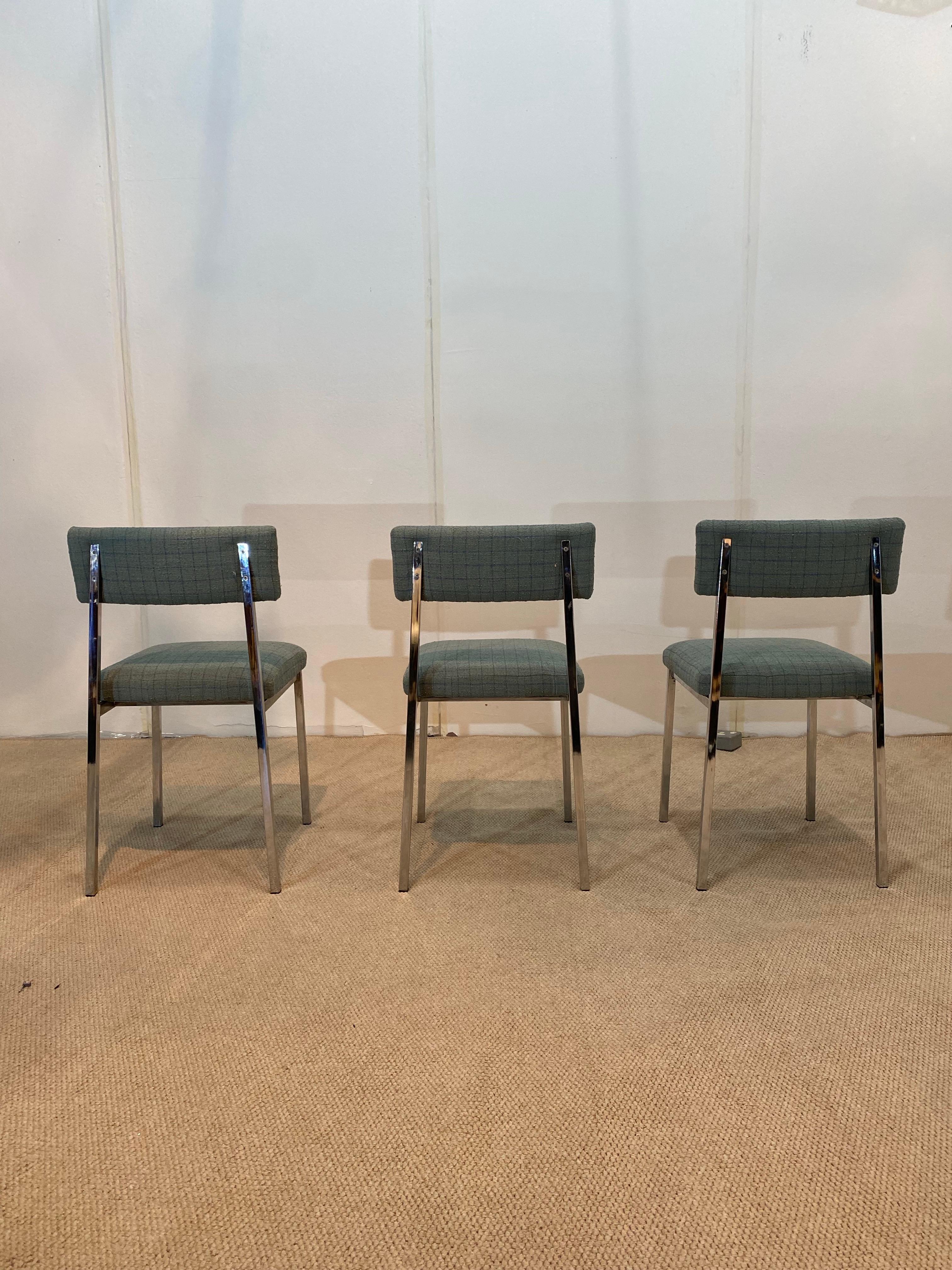 6 chaises de salle à manger chromées Boucle Modernist Vintage Table Italian Regency des années 1970 en vente 3