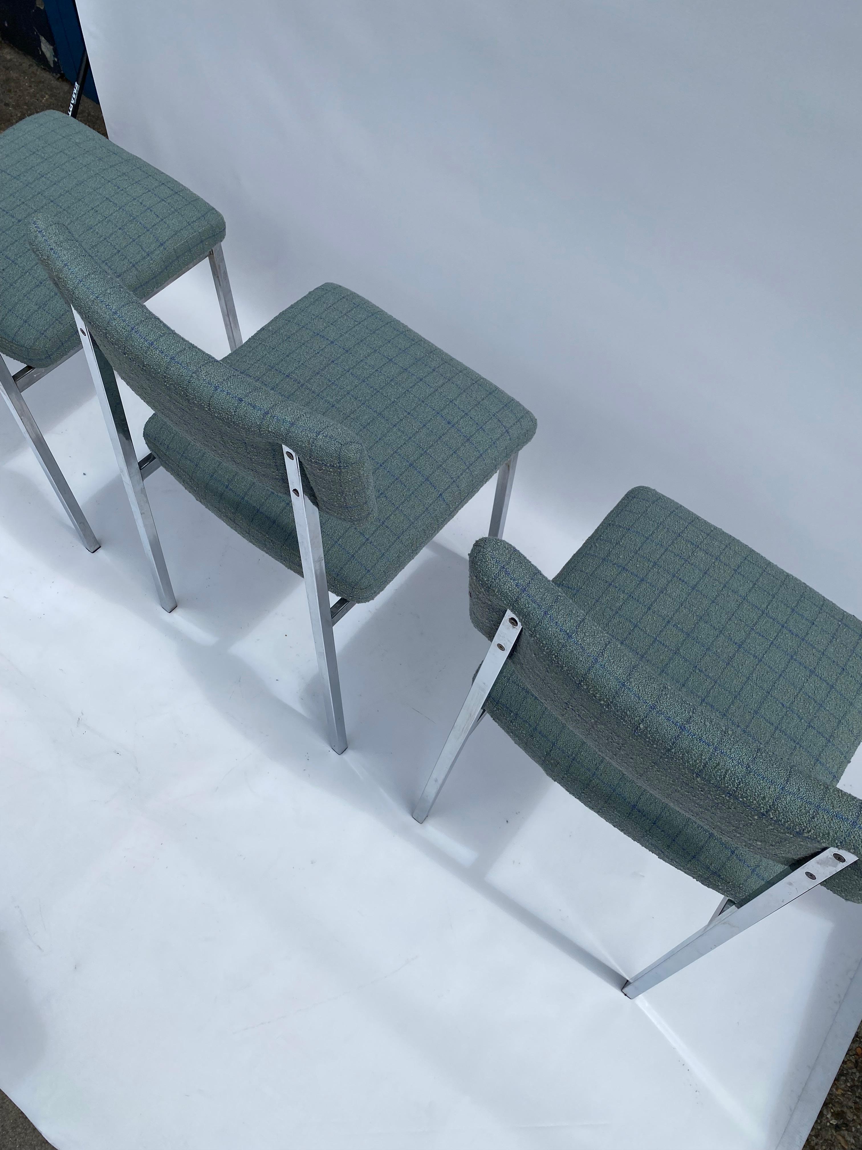 6 x Chrom Esszimmerstühle 1970er Boucle Modernistischer Vintage-Tisch Italienisch Regency im Angebot 4
