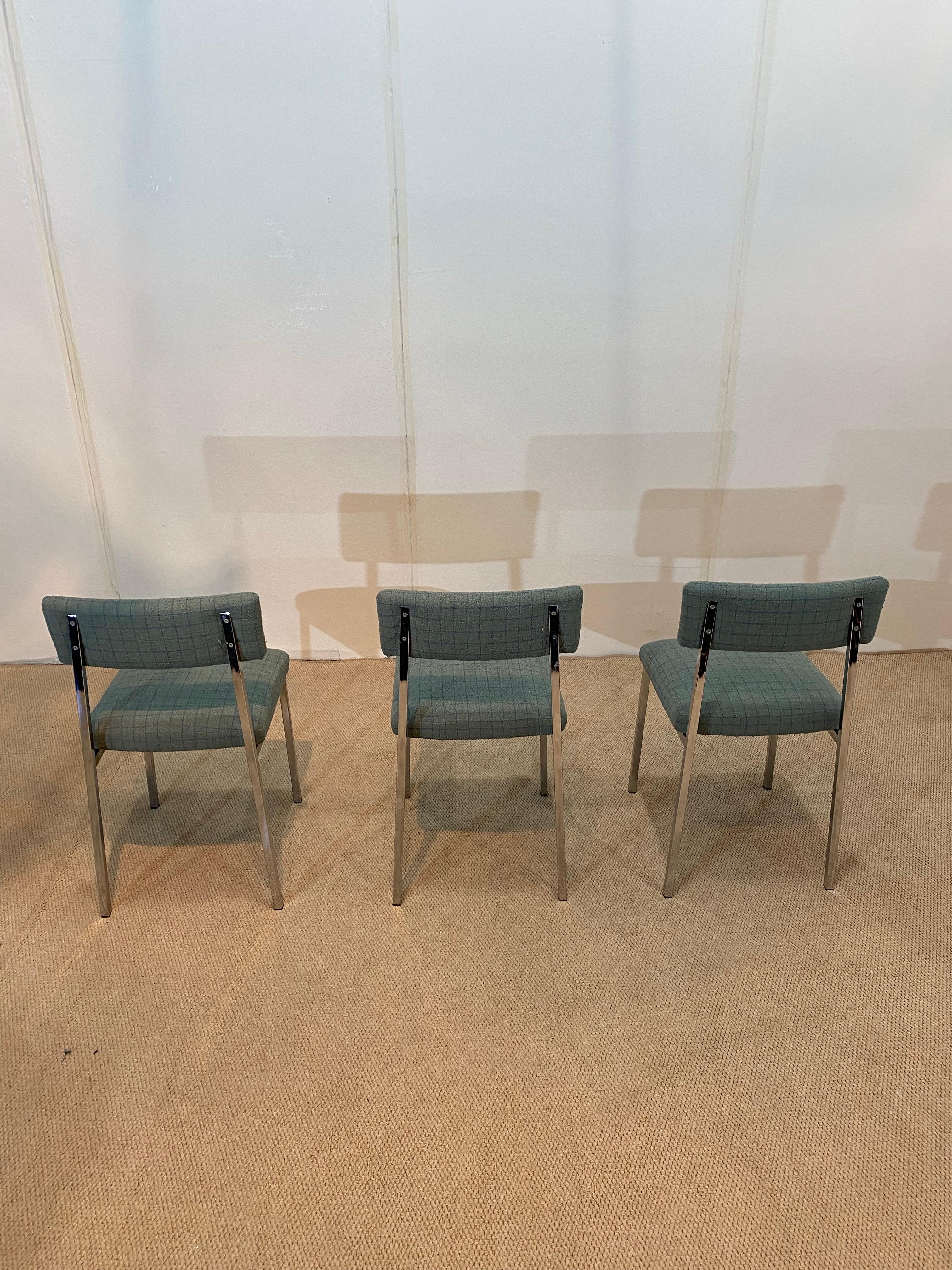 6 chaises de salle à manger chromées Boucle Modernist Vintage Table Italian Regency des années 1970 en vente 4