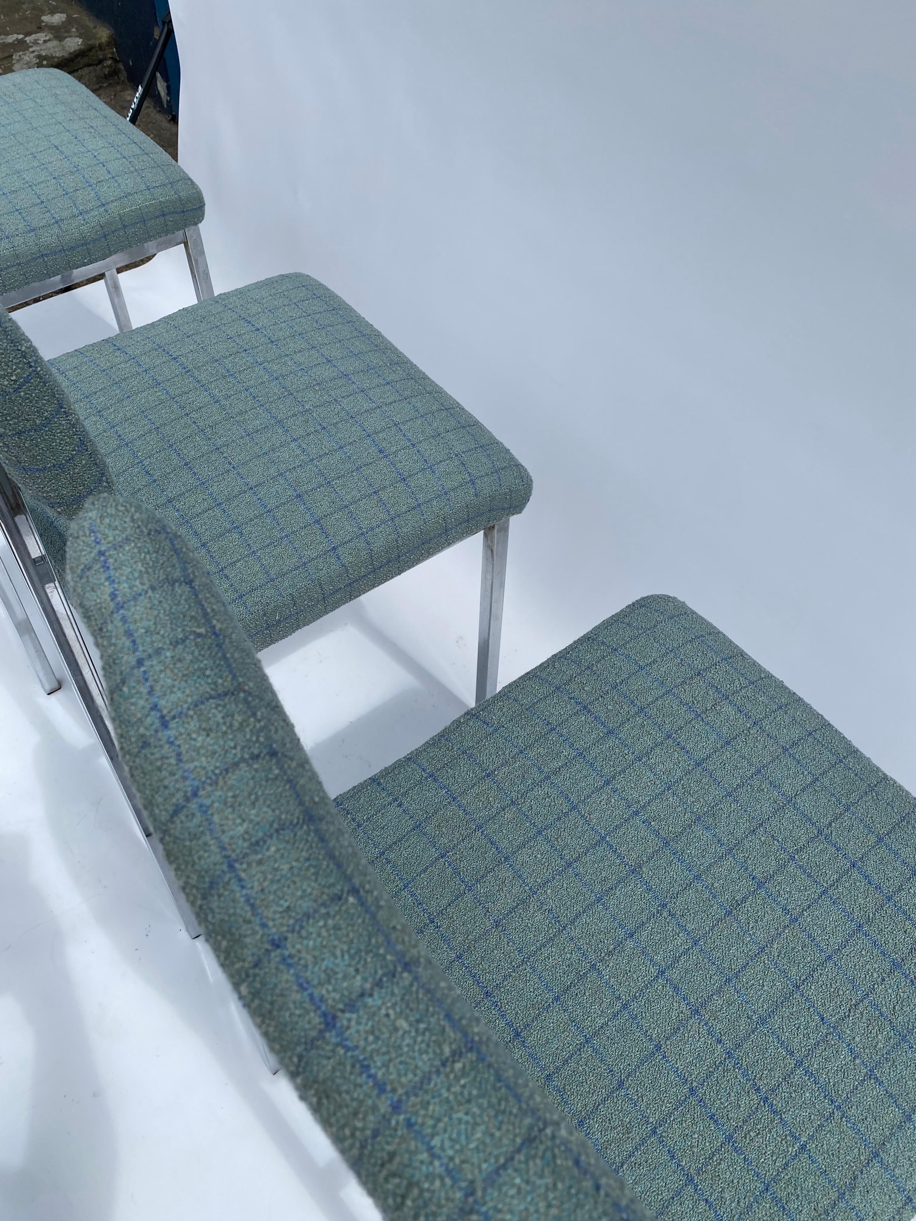 6 x Chrom Esszimmerstühle 1970er Boucle Modernistischer Vintage-Tisch Italienisch Regency im Angebot 5