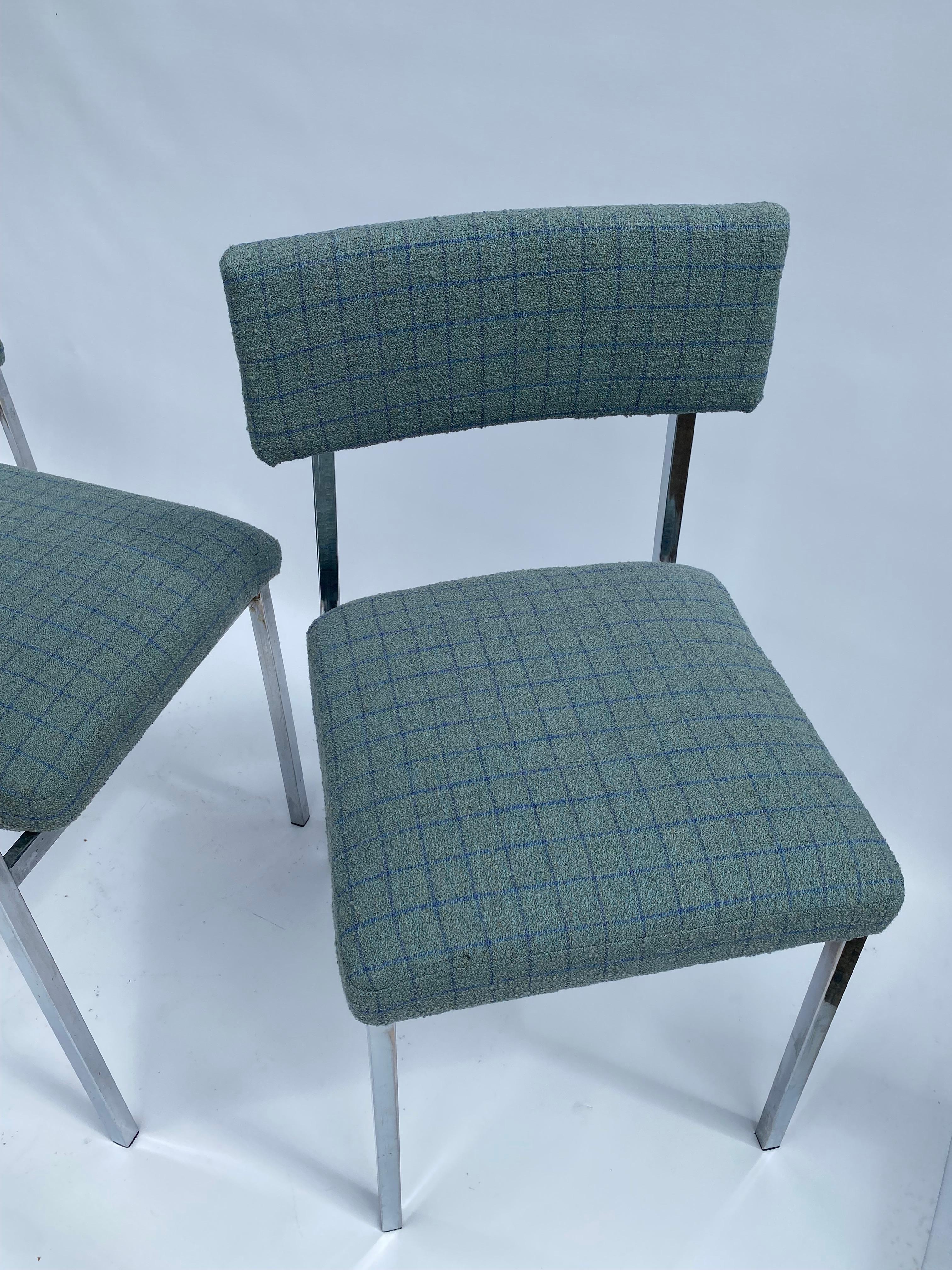 6 x Chrom Esszimmerstühle 1970er Boucle Modernistischer Vintage-Tisch Italienisch Regency im Angebot 6