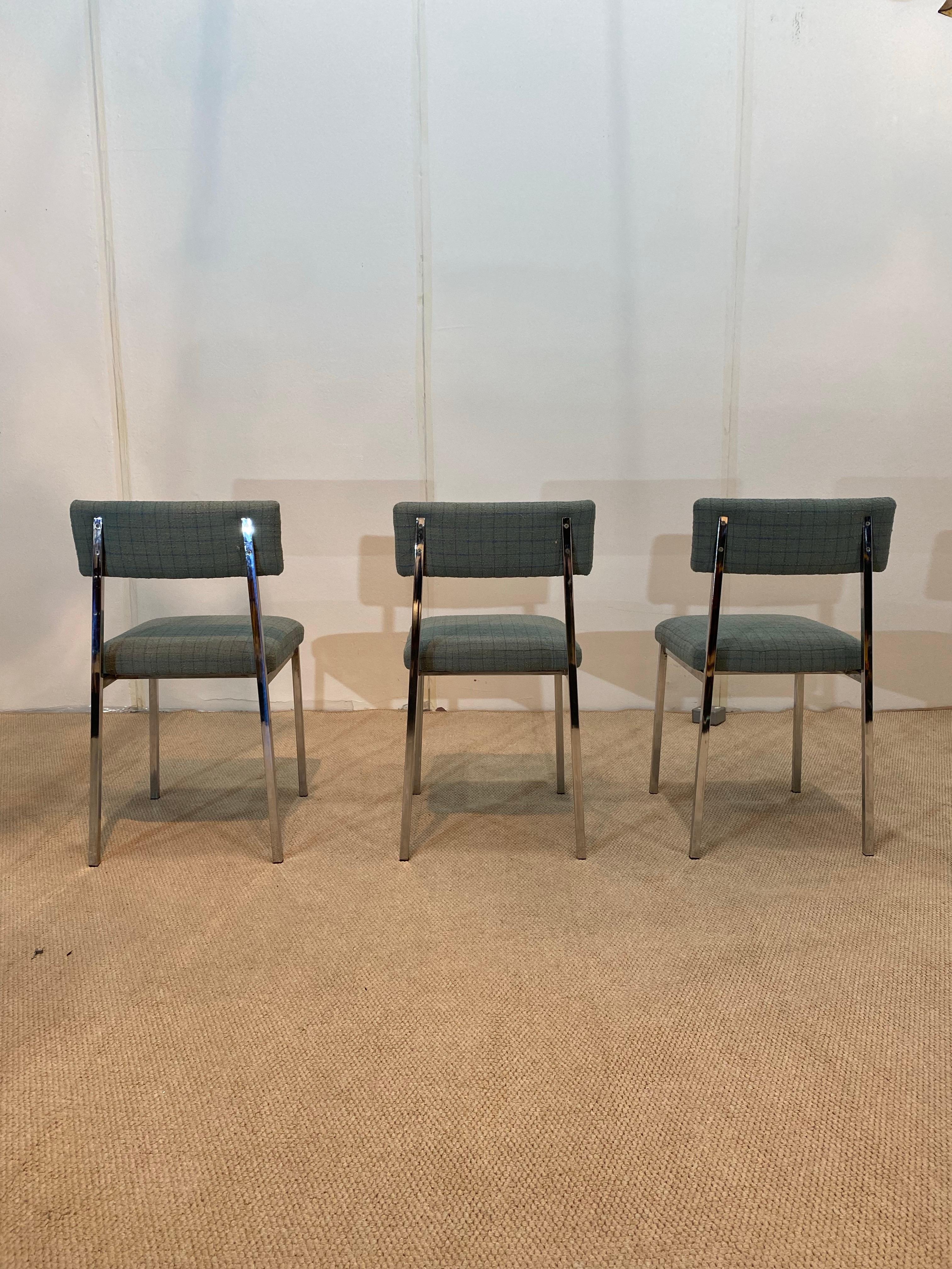 6 chaises de salle à manger chromées Boucle Modernist Vintage Table Italian Regency des années 1970 en vente 6