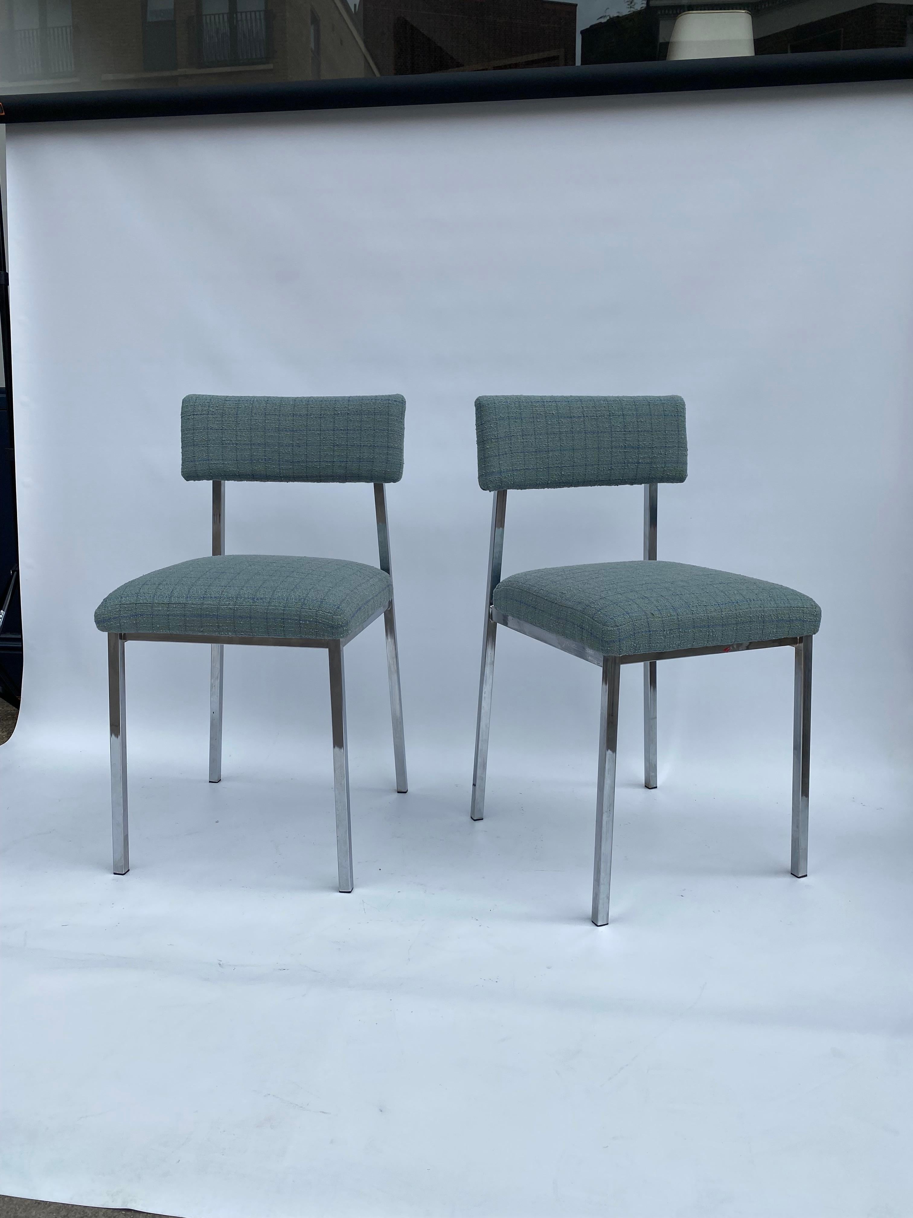 6 x Chrom Esszimmerstühle 1970er Boucle Modernistischer Vintage-Tisch Italienisch Regency im Angebot 7