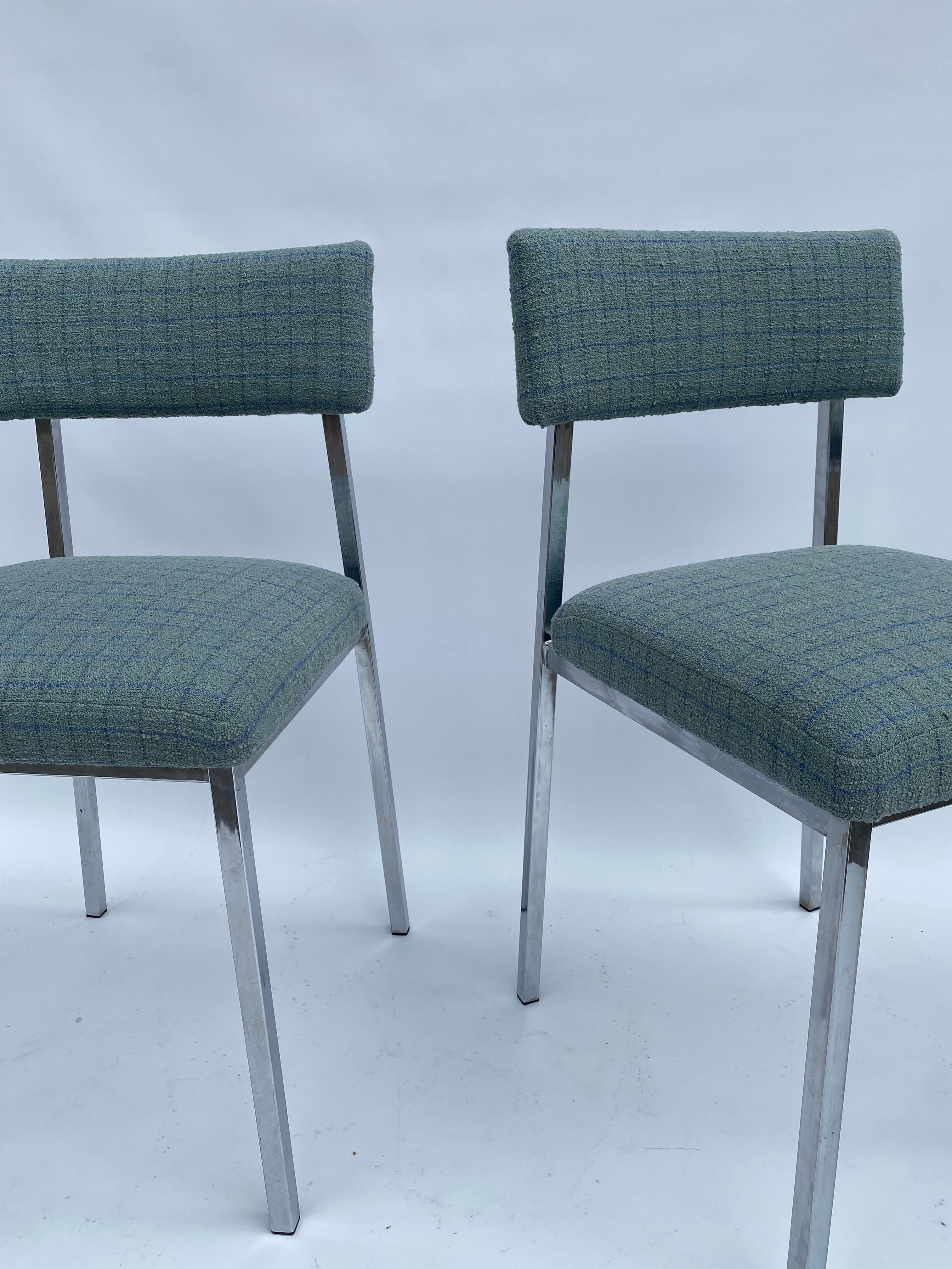 6 x Chrom Esszimmerstühle 1970er Boucle Modernistischer Vintage-Tisch Italienisch Regency im Angebot 8