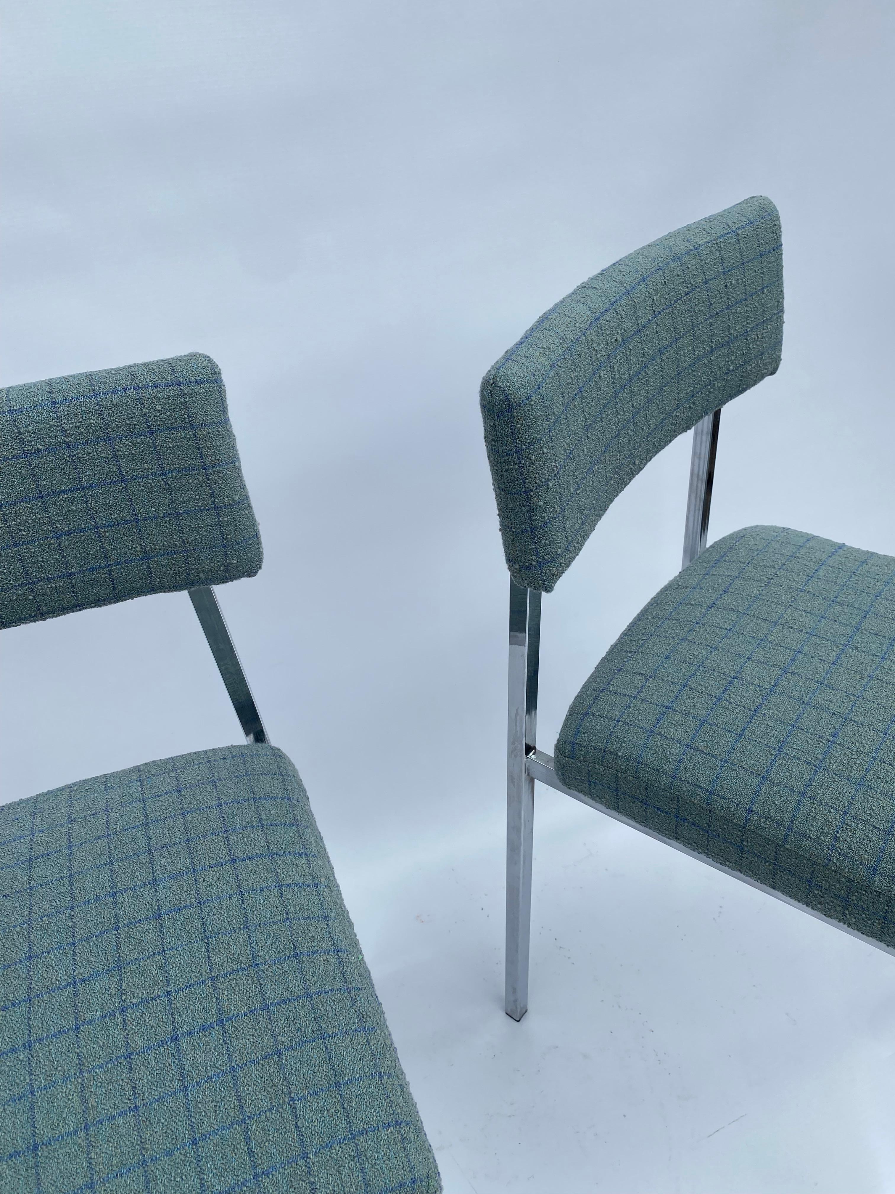 6 x Chrom Esszimmerstühle 1970er Boucle Modernistischer Vintage-Tisch Italienisch Regency im Angebot 9