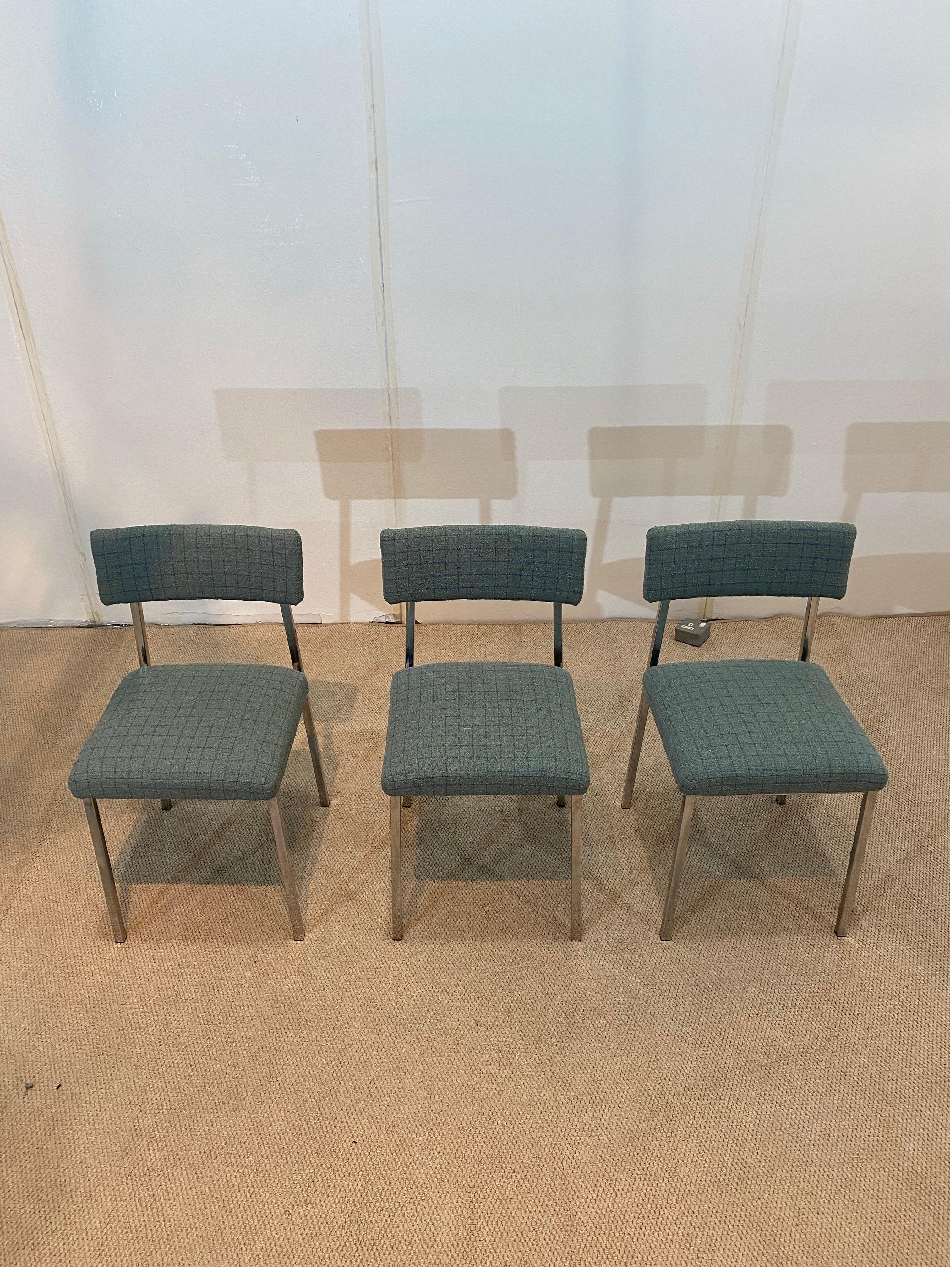 Mid-Century Modern 6 chaises de salle à manger chromées Boucle Modernist Vintage Table Italian Regency des années 1970 en vente