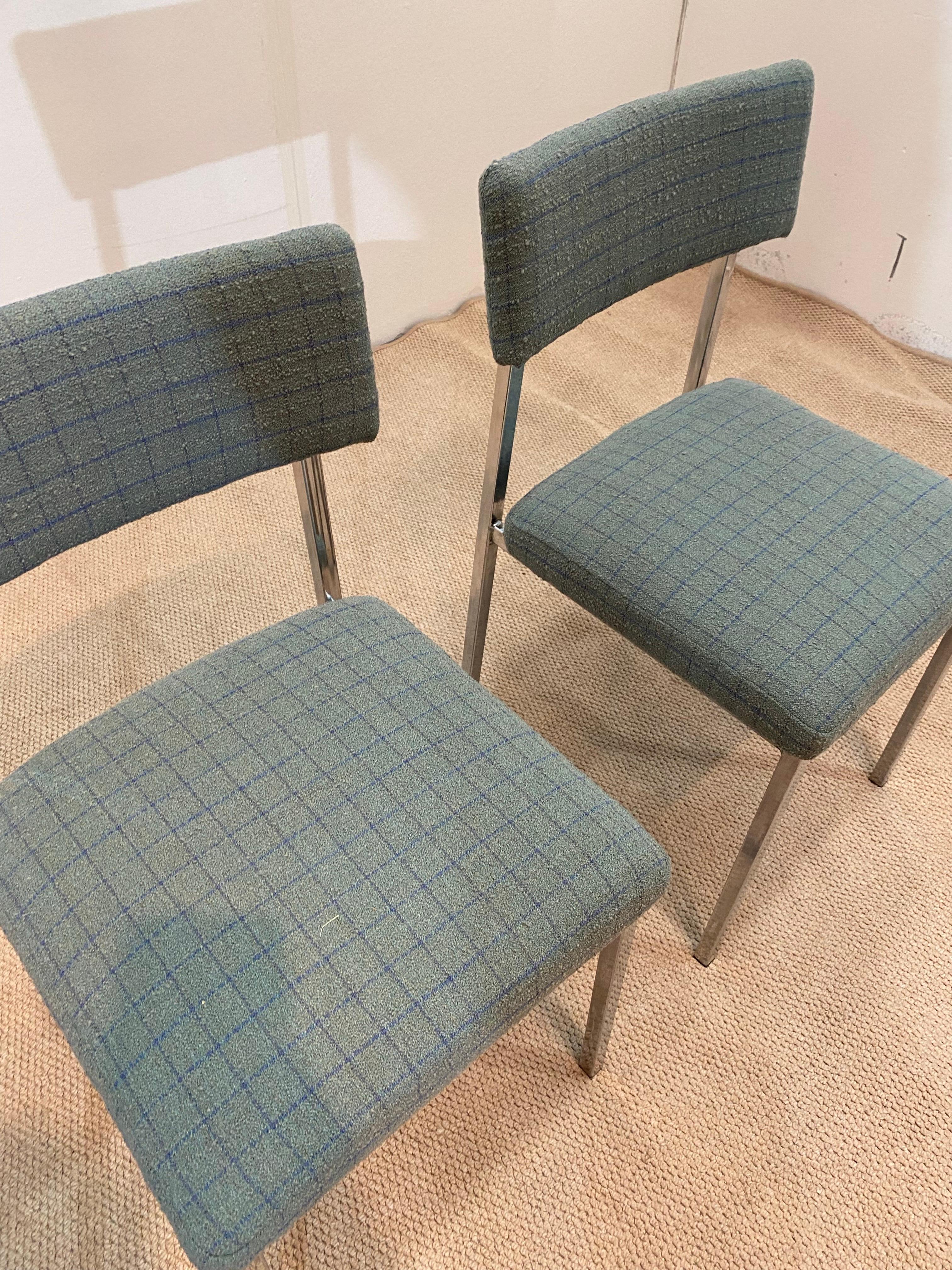 6 chaises de salle à manger chromées Boucle Modernist Vintage Table Italian Regency des années 1970 Bon état - En vente à London, GB