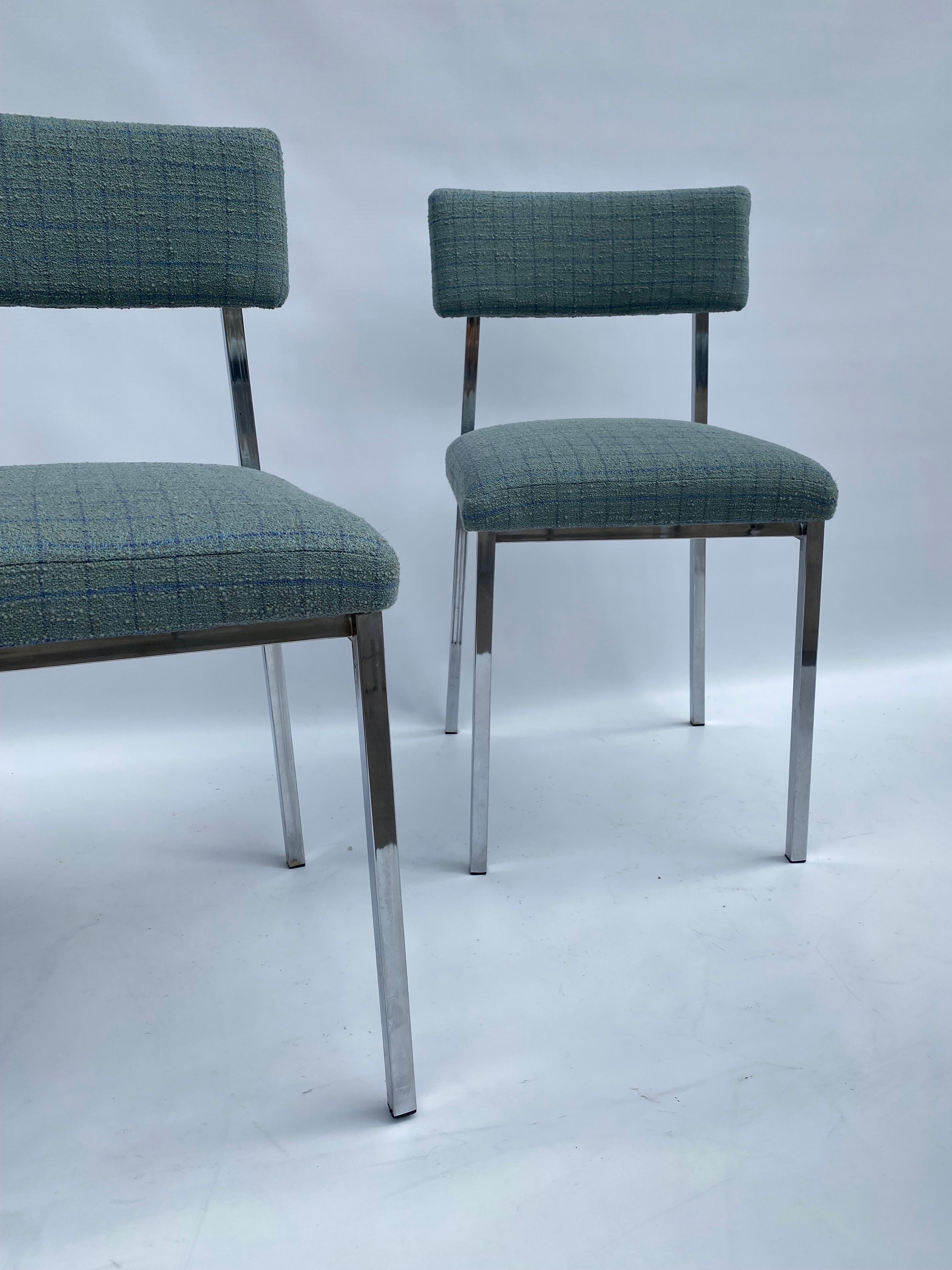 6 x Chrom Esszimmerstühle 1970er Boucle Modernistischer Vintage-Tisch Italienisch Regency im Angebot 1