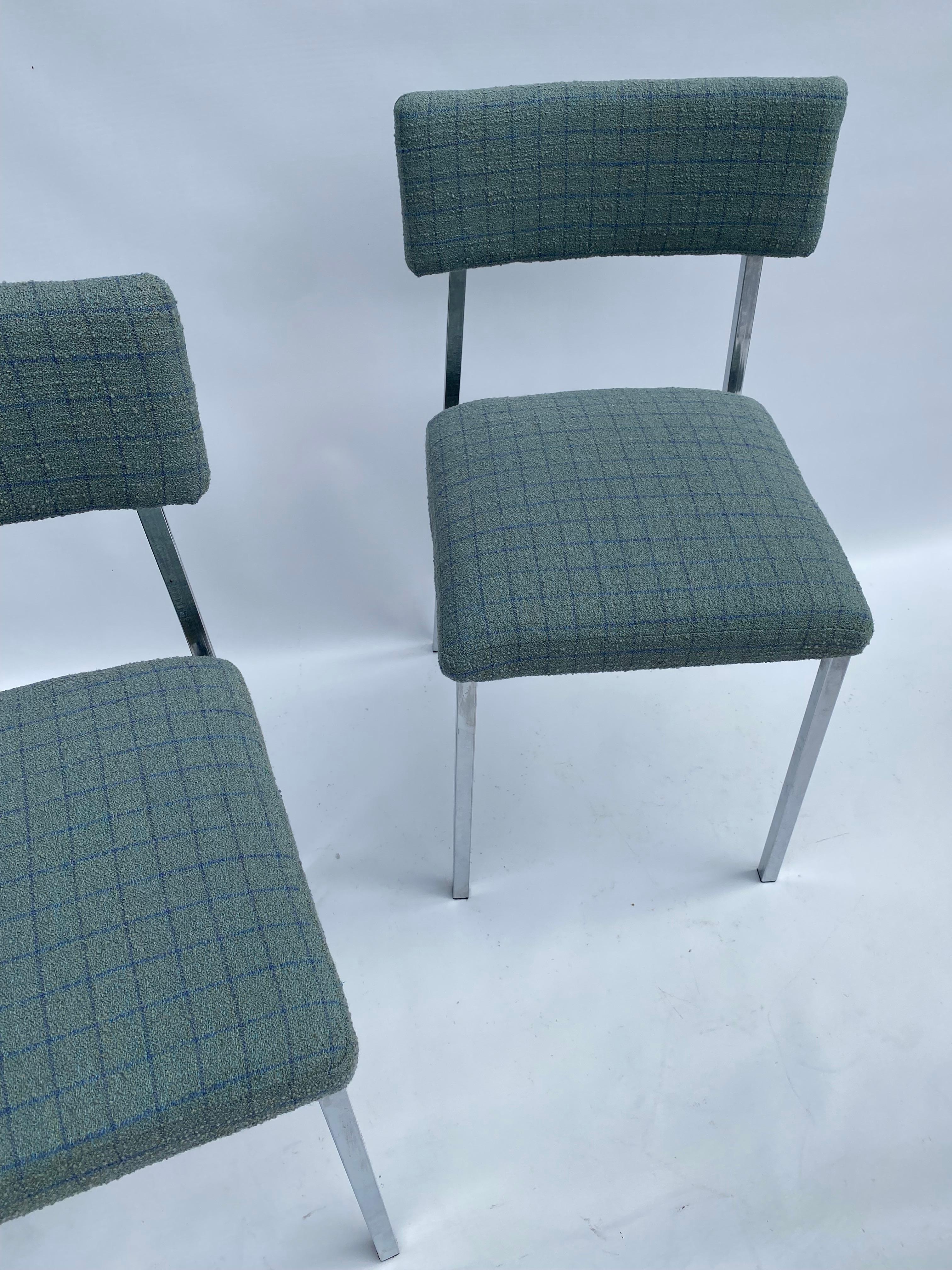6 x Chrom Esszimmerstühle 1970er Boucle Modernistischer Vintage-Tisch Italienisch Regency im Angebot 2