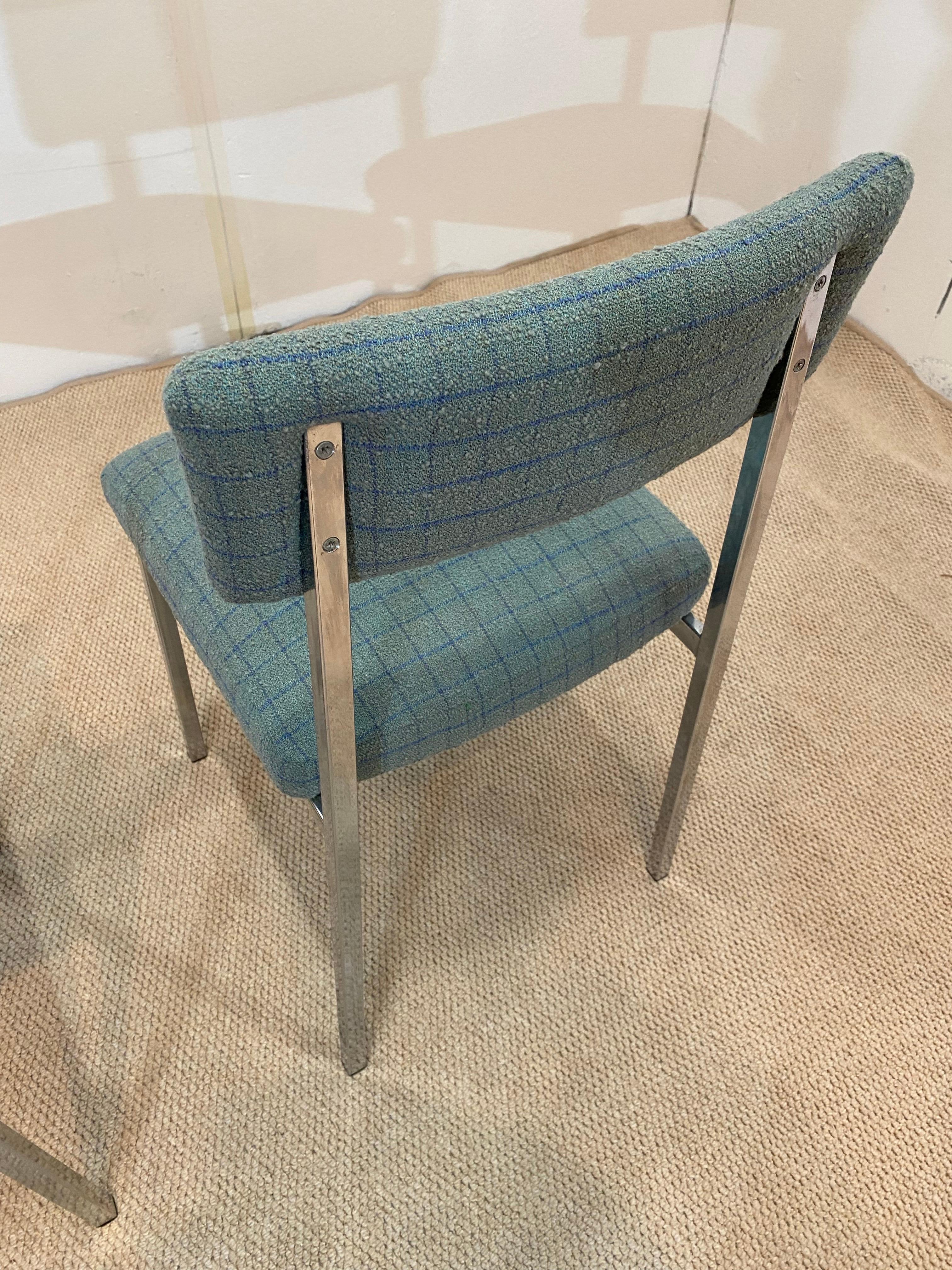 6 chaises de salle à manger chromées Boucle Modernist Vintage Table Italian Regency des années 1970 en vente 2