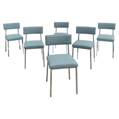 6 x Chrome Dining Chairs 1970s Boucle Modernist Vintage Table Italian Regency