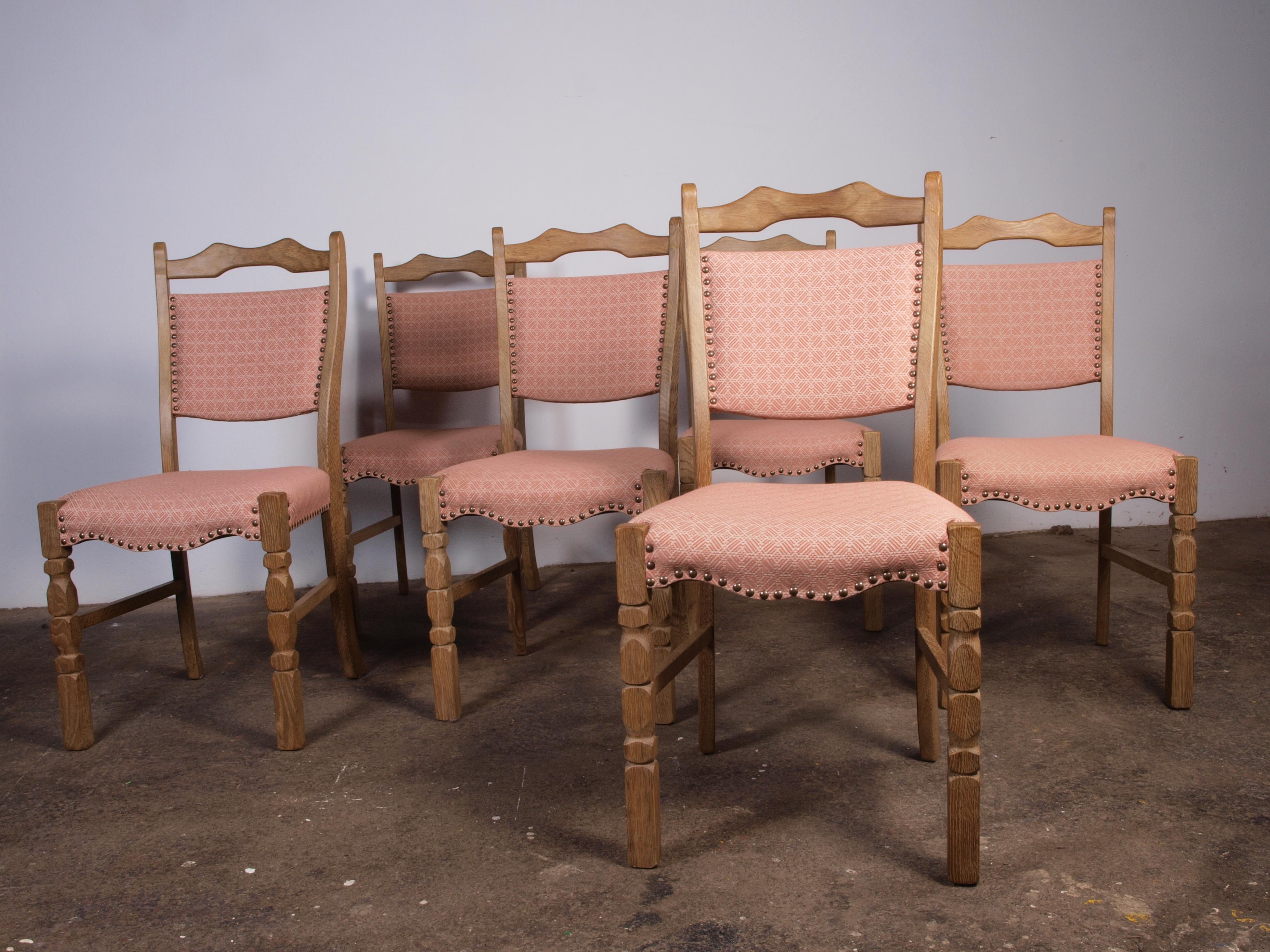 6 x Danish Oak Dining Chairs attributed to Henning Kjærnulf, 1960s 5