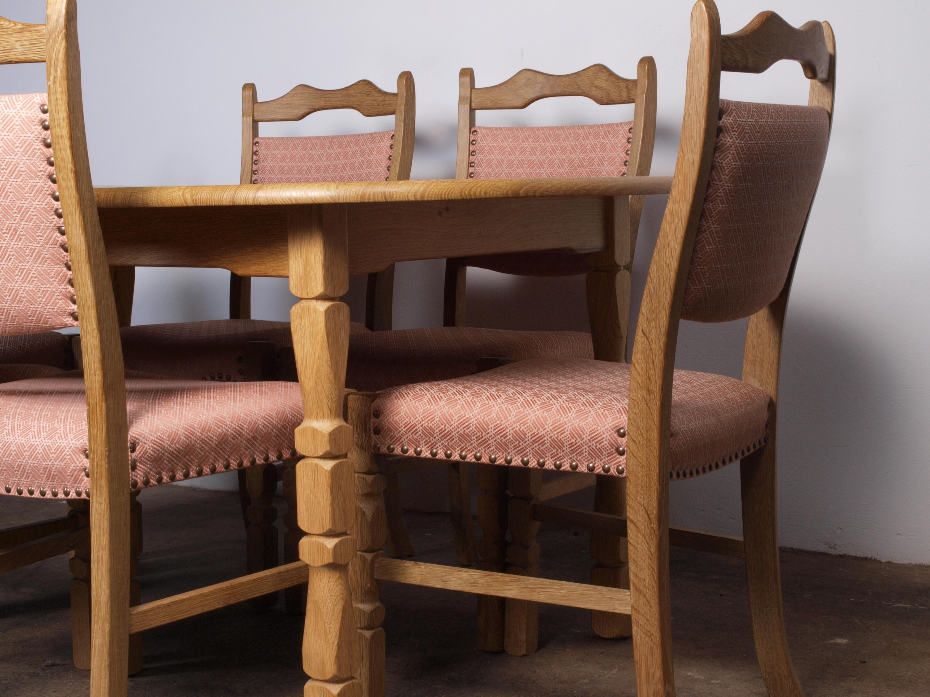 6 x Danish Oak Dining Chairs attributed to Henning Kjærnulf, 1960s 7