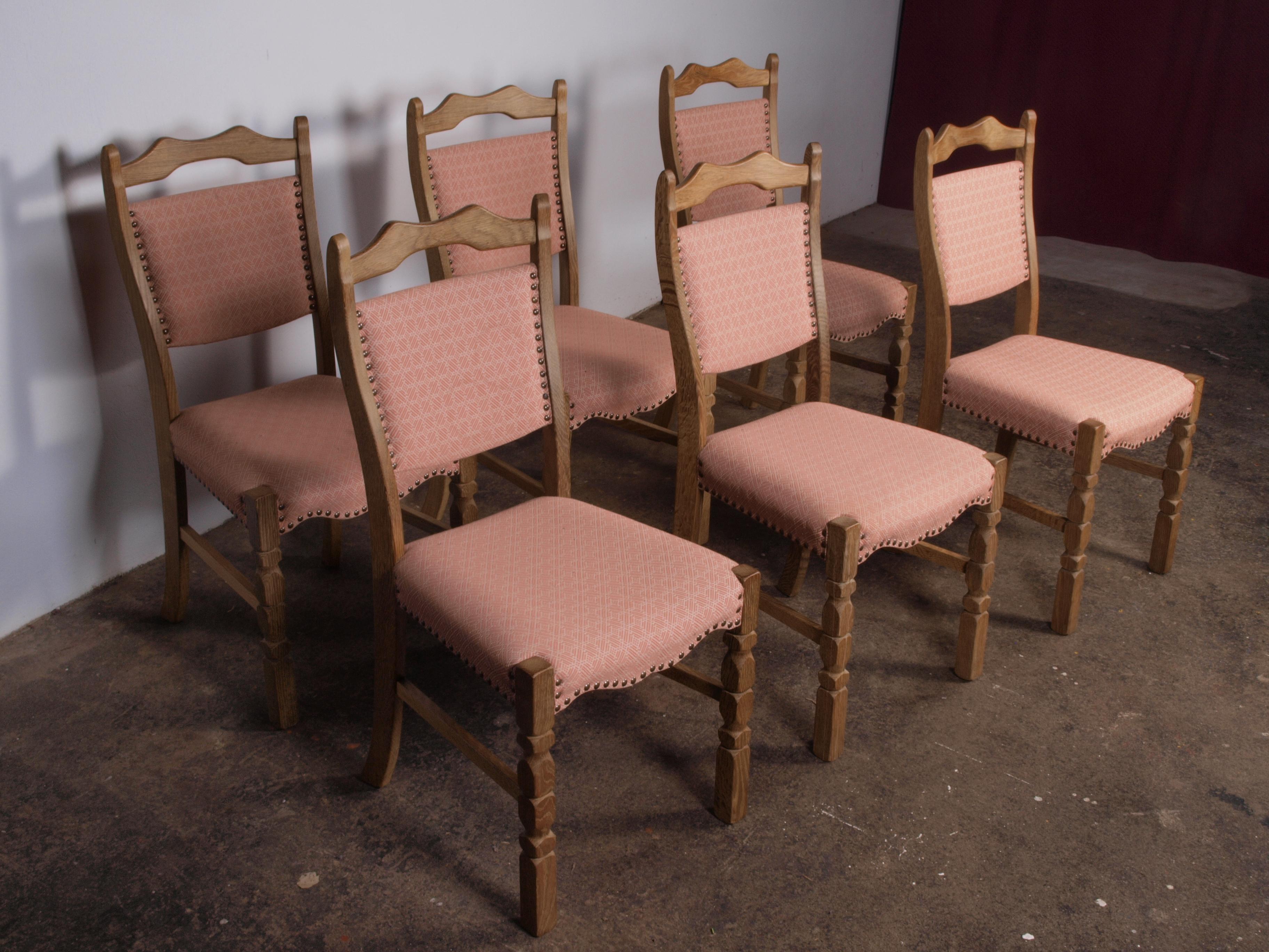 6 x Danish Oak Dining Chairs attributed to Henning Kjærnulf, 1960s 8