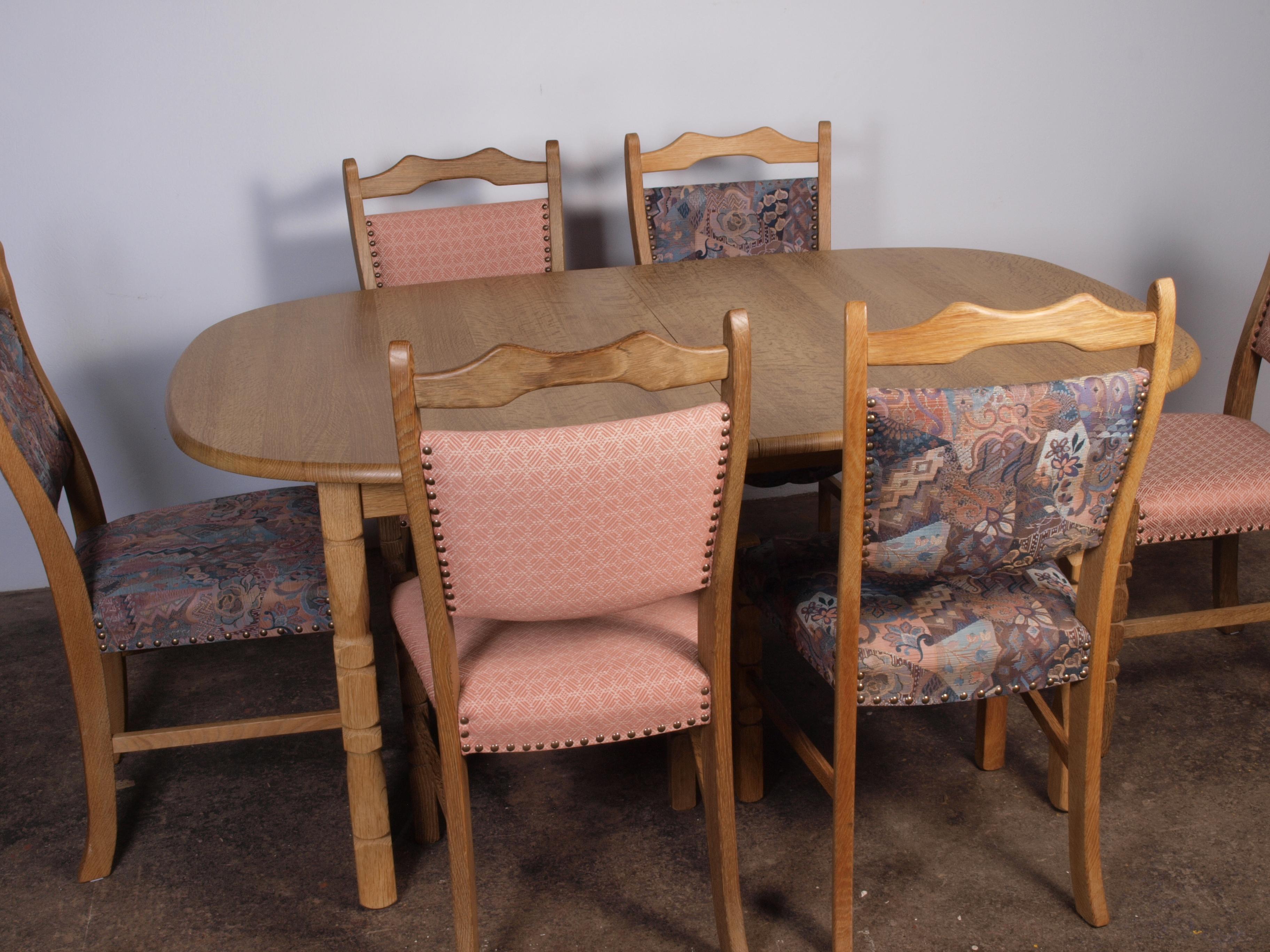 6 x Danish Oak Dining Chairs attributed to Henning Kjærnulf, 1960s 9