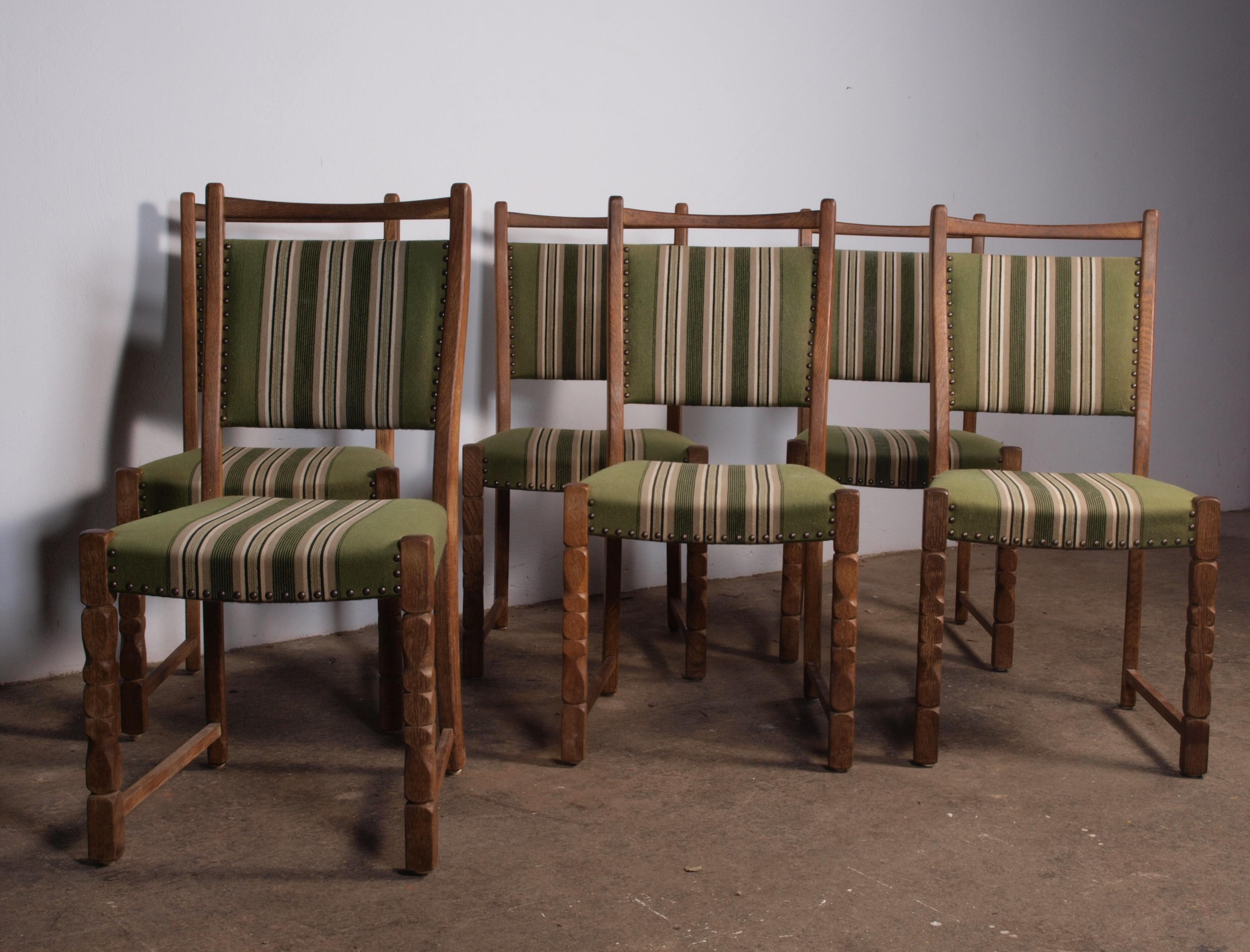 6 x Danish Oak Dining Chairs Style of Kjærnulf For Sale 6