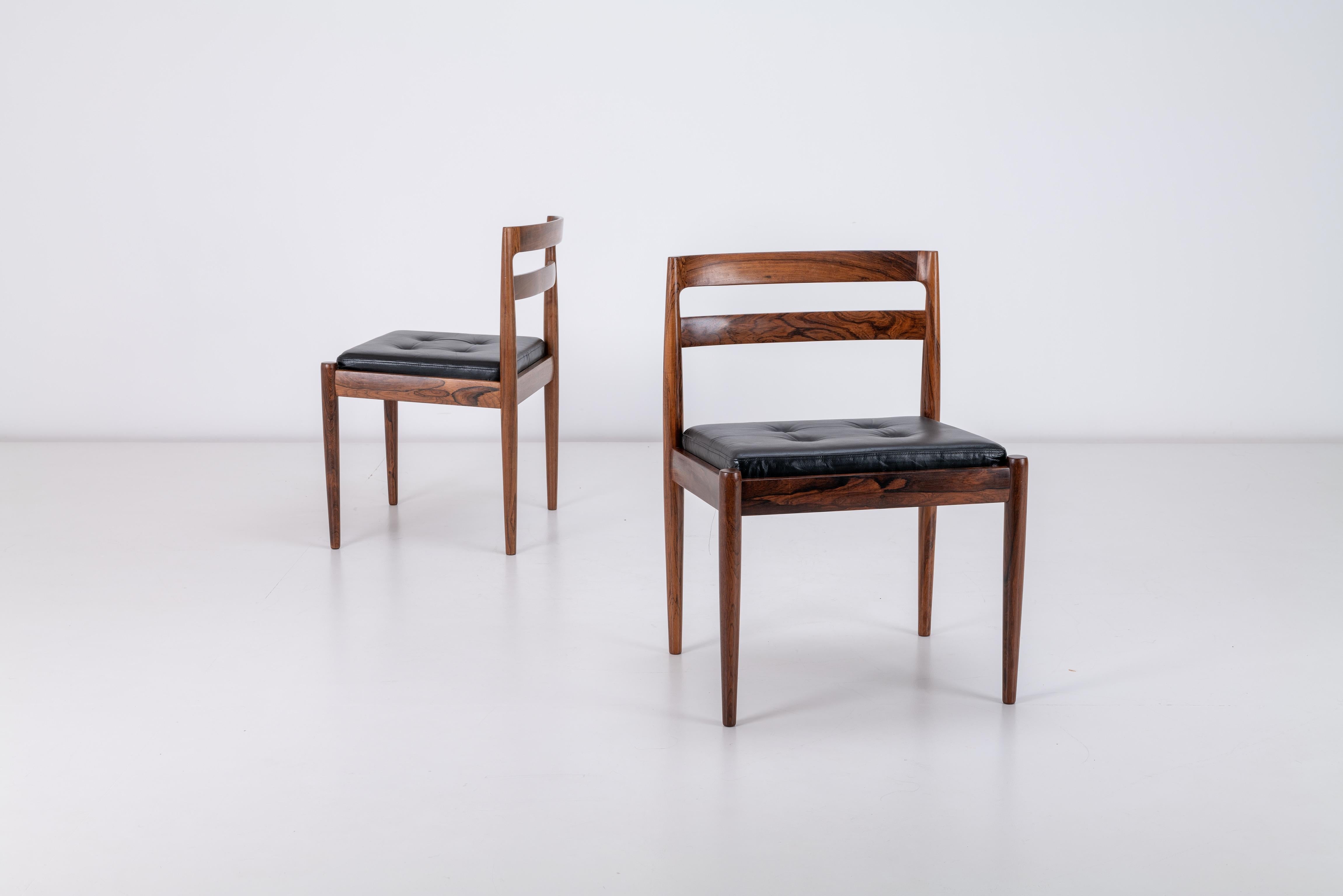 6 x Danish Rosewood Universe 301 Dining Chairs Kai Kristiansen for Magnus Olesen In Good Condition In Uxbridge, GB