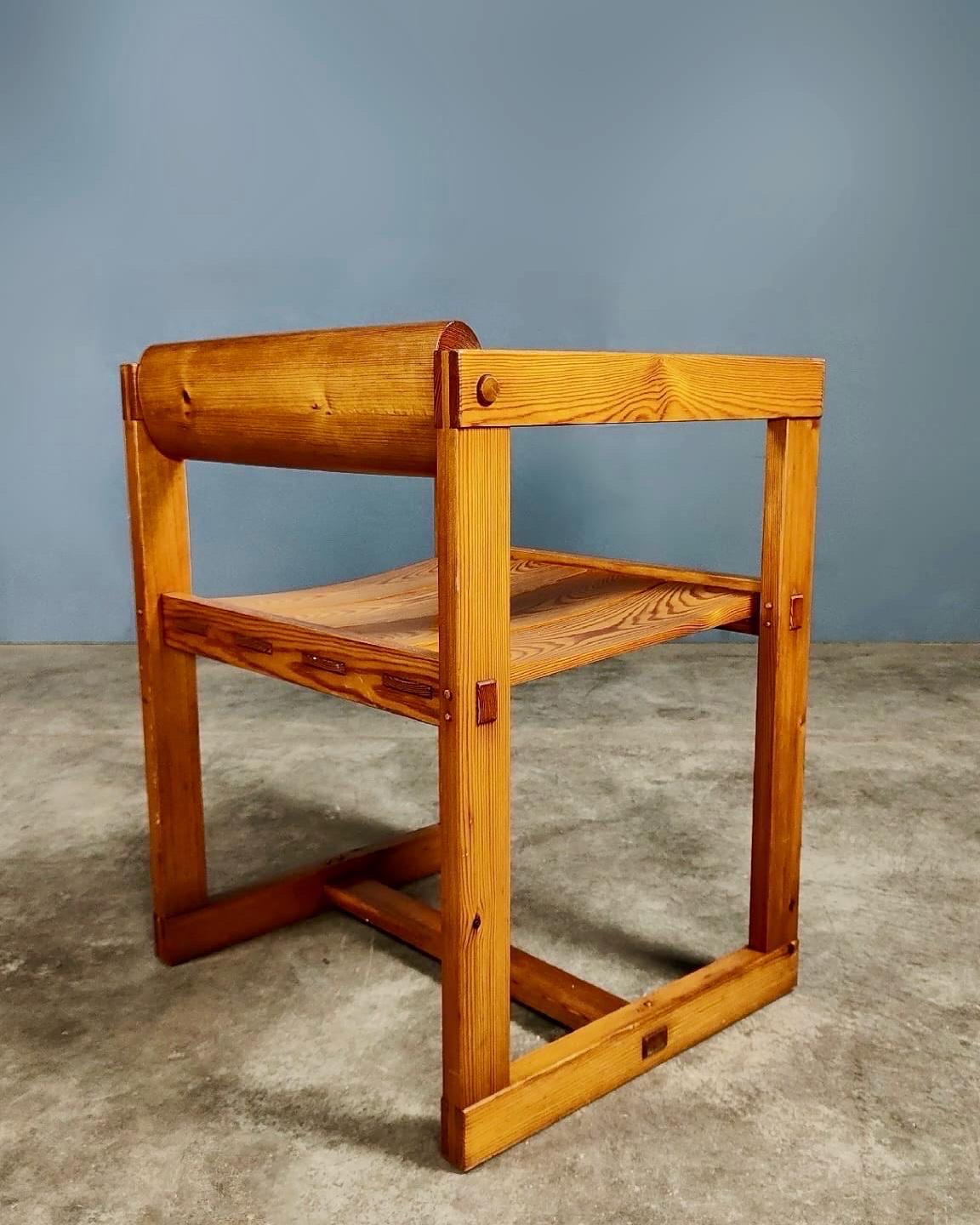 6 x Edvin Helseth Trybo Fureka 313 Pine Brutalist Dining Chairs Stange Bruk For Sale 1