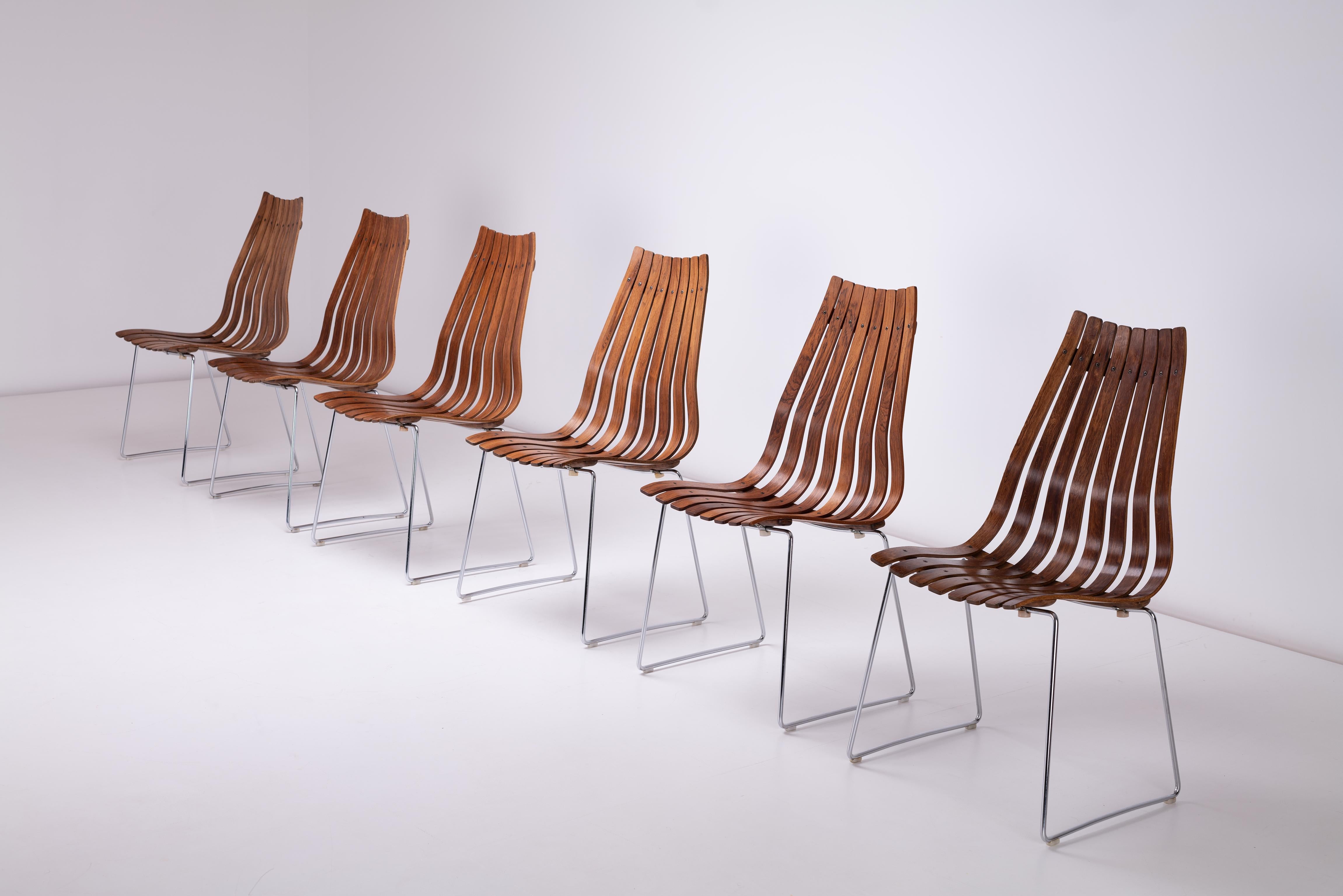 Norwegian 6 x Hans Brattrud Scandia Prince Rosewood Dining Chair for Hove Mobler 1957 For Sale