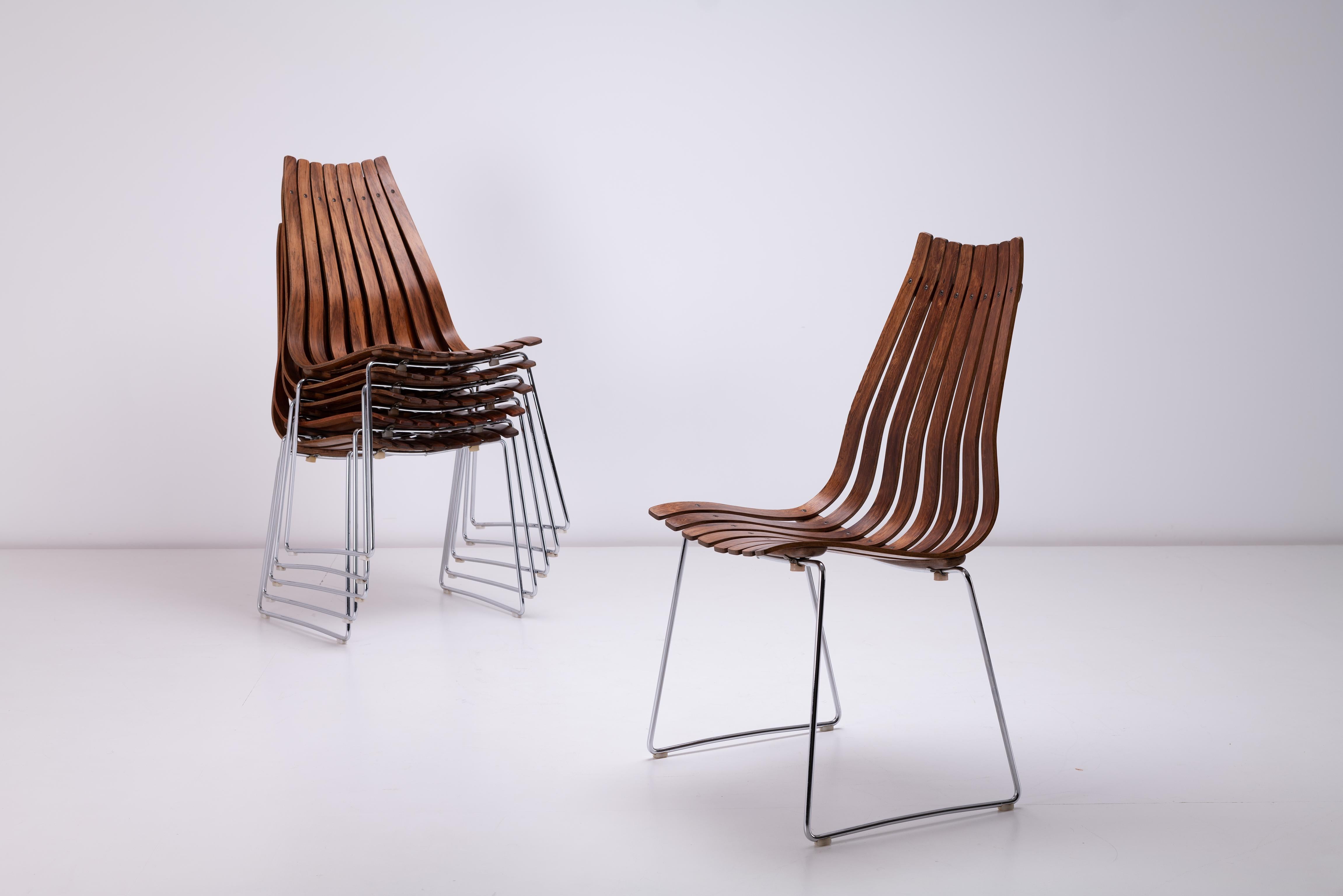 6 x Hans Brattrud Scandia Prince Rosewood Dining Chair for Hove Mobler 1957 For Sale 1