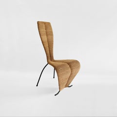 6 x Hourglass Rope Dining Chairs Tom Dixon Style Metal Frame UK 1980s Postmodern