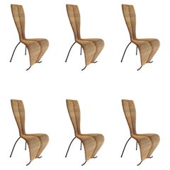 6 x Hourglass Rope Dining Chairs Tom Dixon Style Metal Frame UK 1980s Postmodern