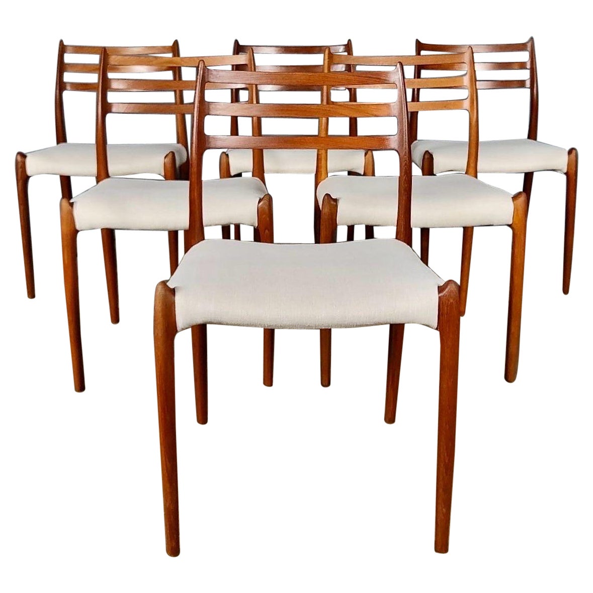 6 x Model 78 Teak Dining Chairs Niels Otto Møller J.L Møllers Møbelfabrik Retro