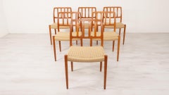 6 x Niels Otto Møller dining chairs  Model 83  Papercord  Teak  Restored
