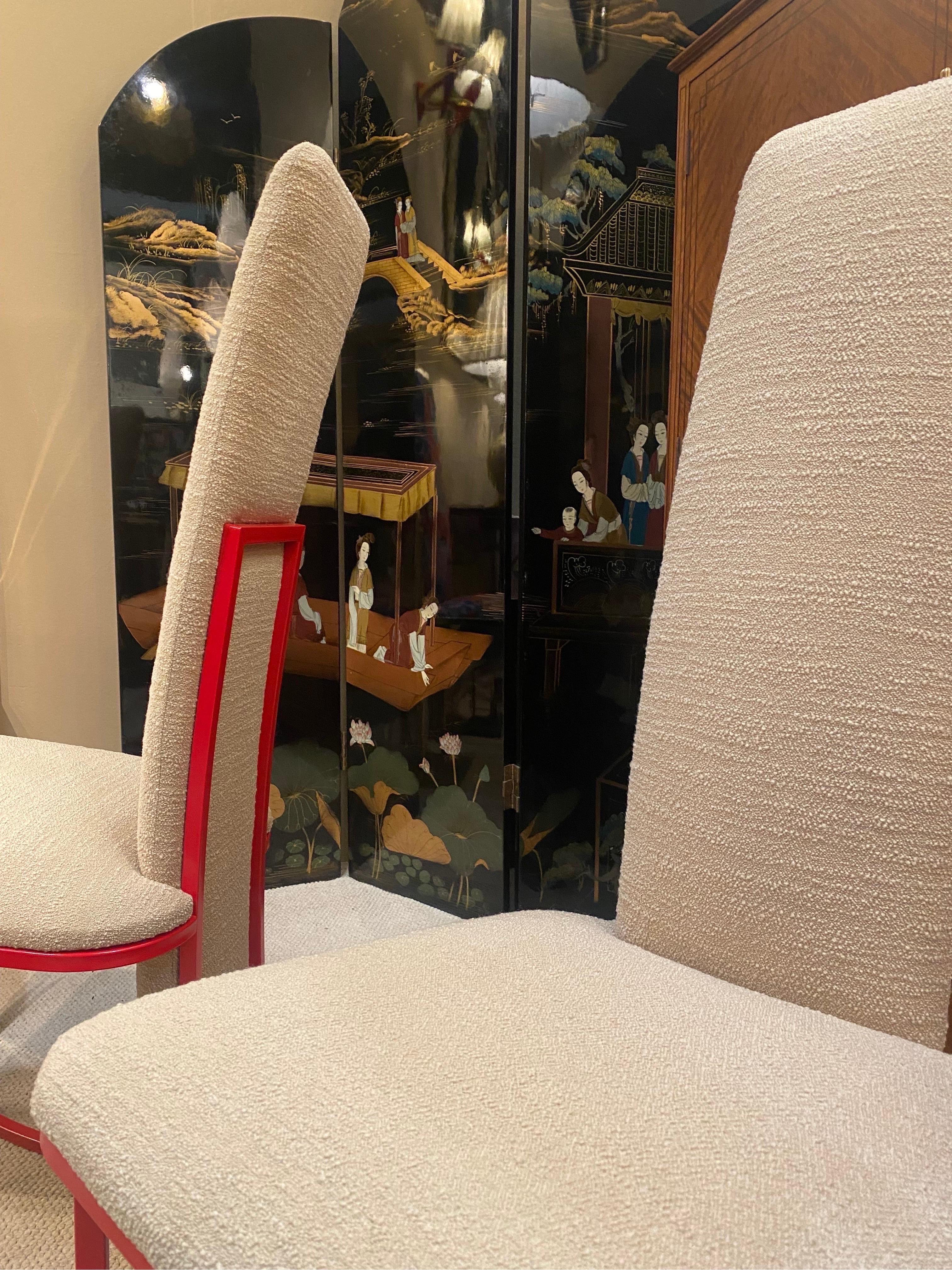6 x Red Dining Chairs 1970s Boucle Modernist Vintage Table Italian Regency For Sale 7