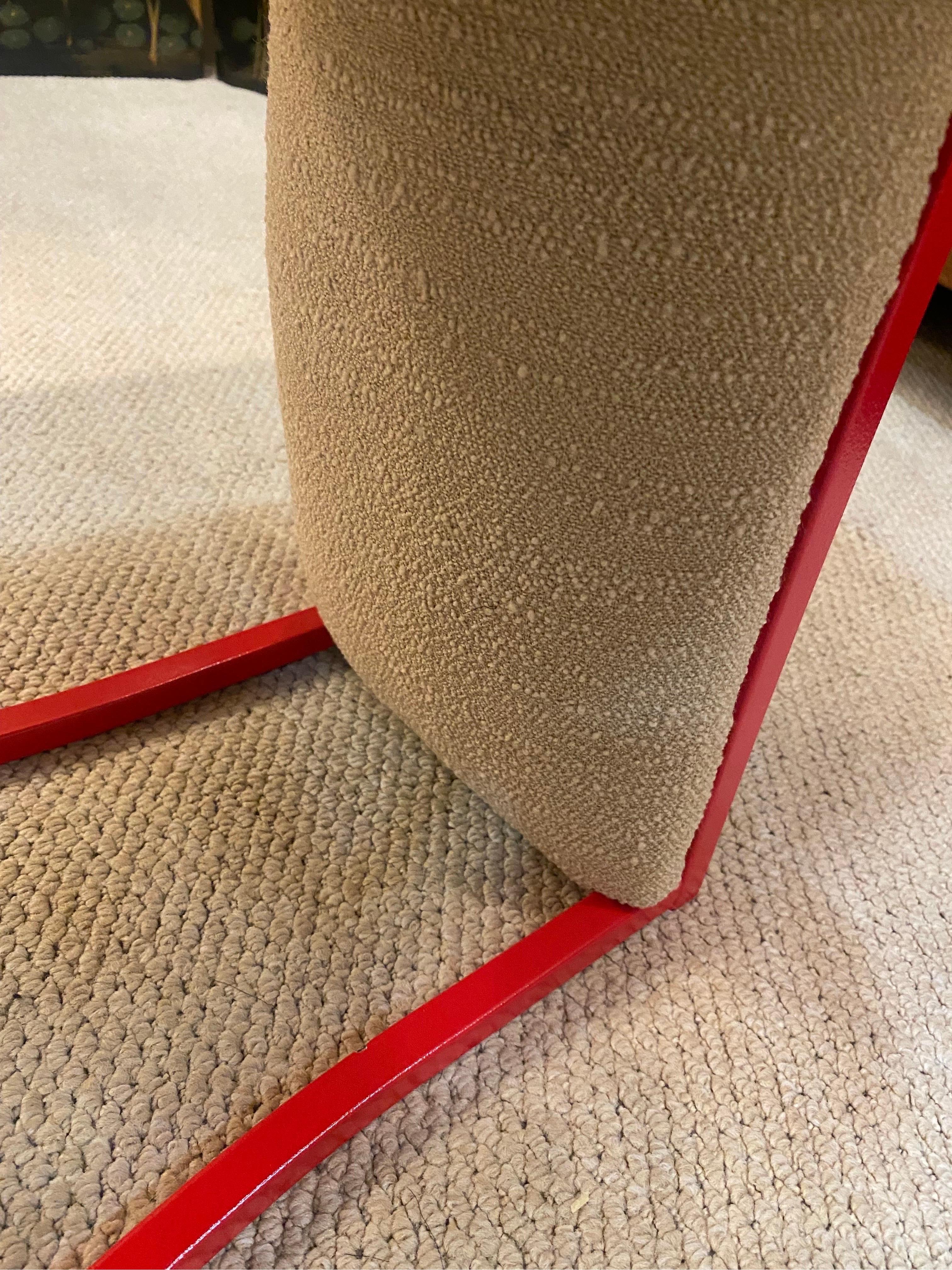 6 x Red Dining Chairs 1970s Boucle Modernist Vintage Table Italian Regency For Sale 9