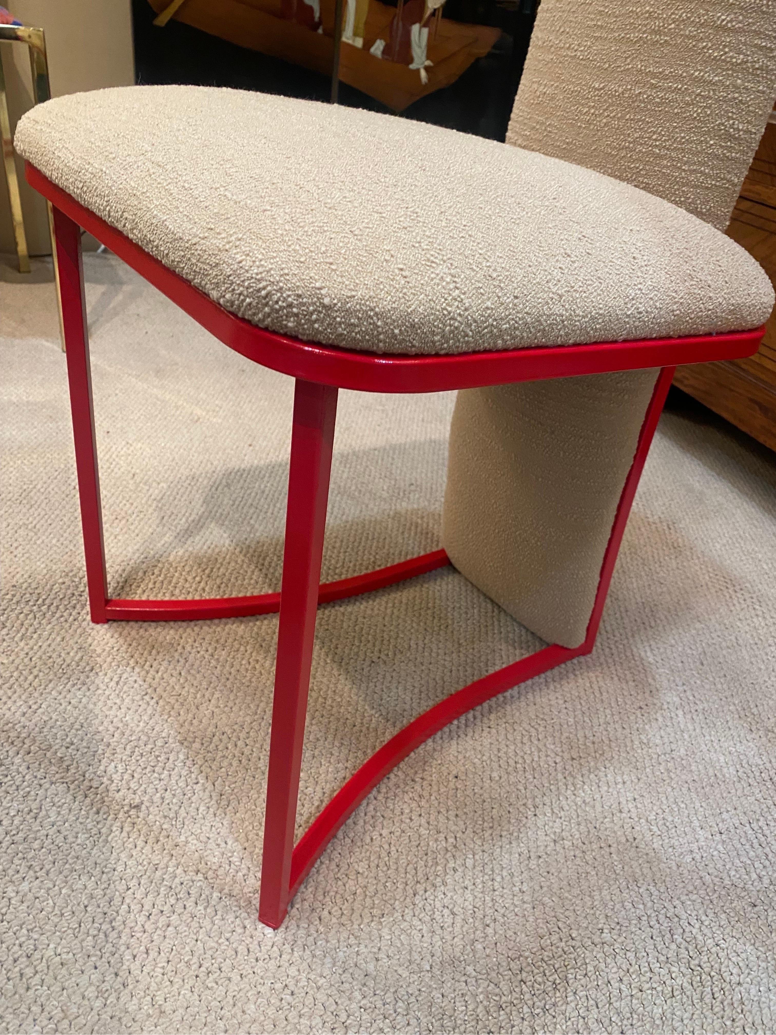 6 x Red Dining Chairs 1970s Boucle Modernist Vintage Table Italian Regency For Sale 10