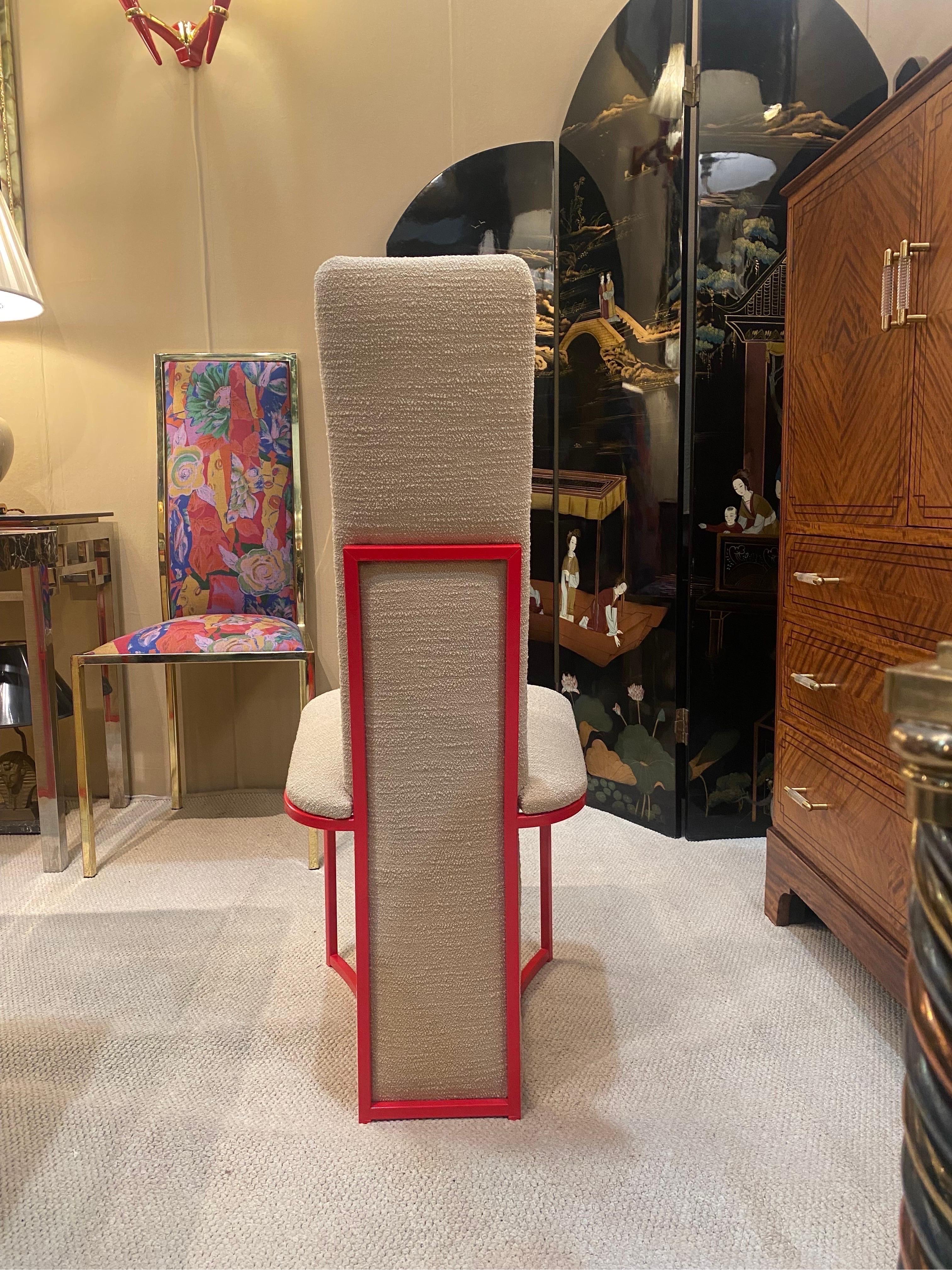 6 x Red Dining Chairs 1970s Boucle Modernist Vintage Table Italian Regency For Sale 1