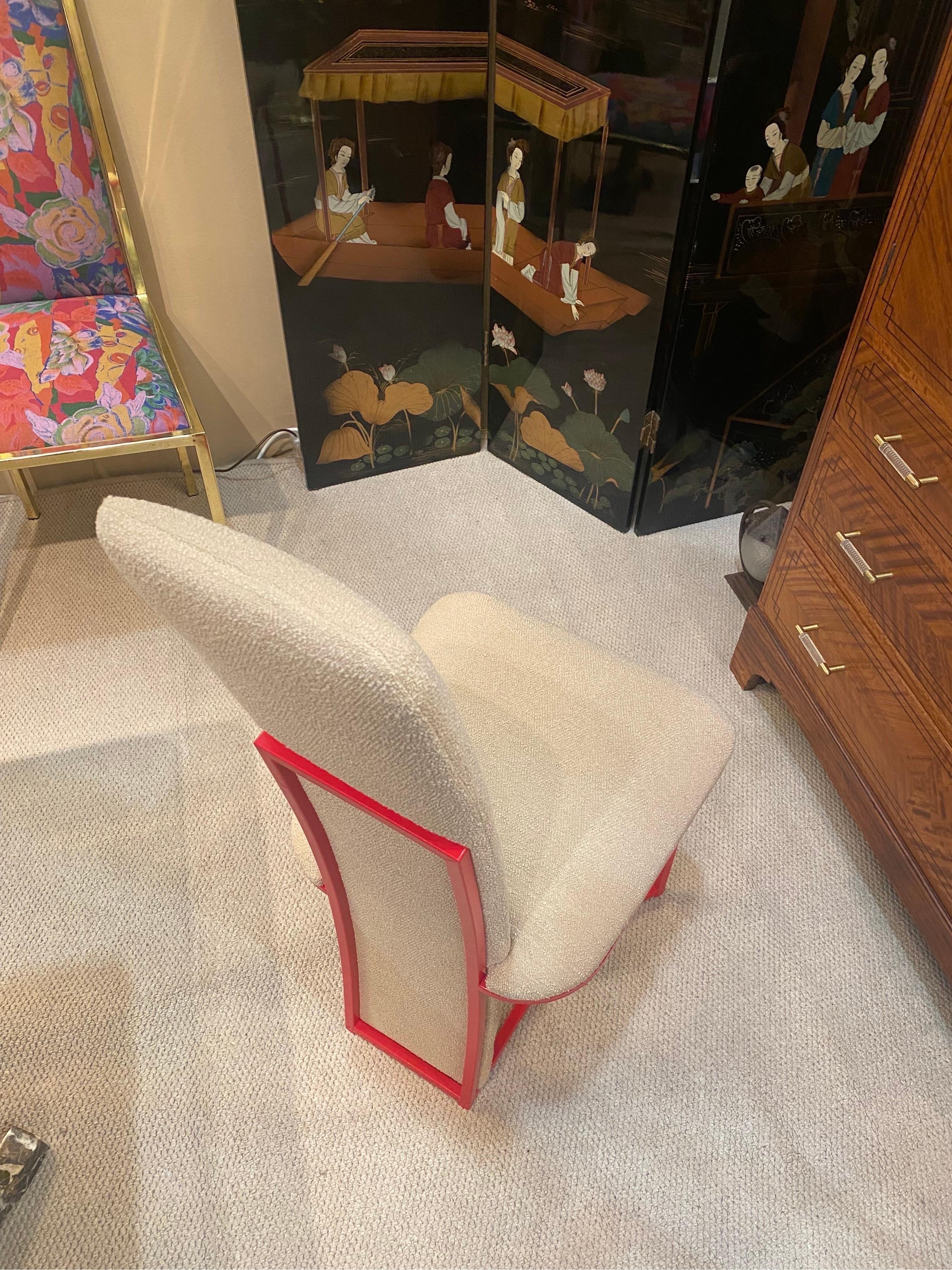 6 x Red Dining Chairs 1970s Boucle Modernist Vintage Table Italian Regency For Sale 2
