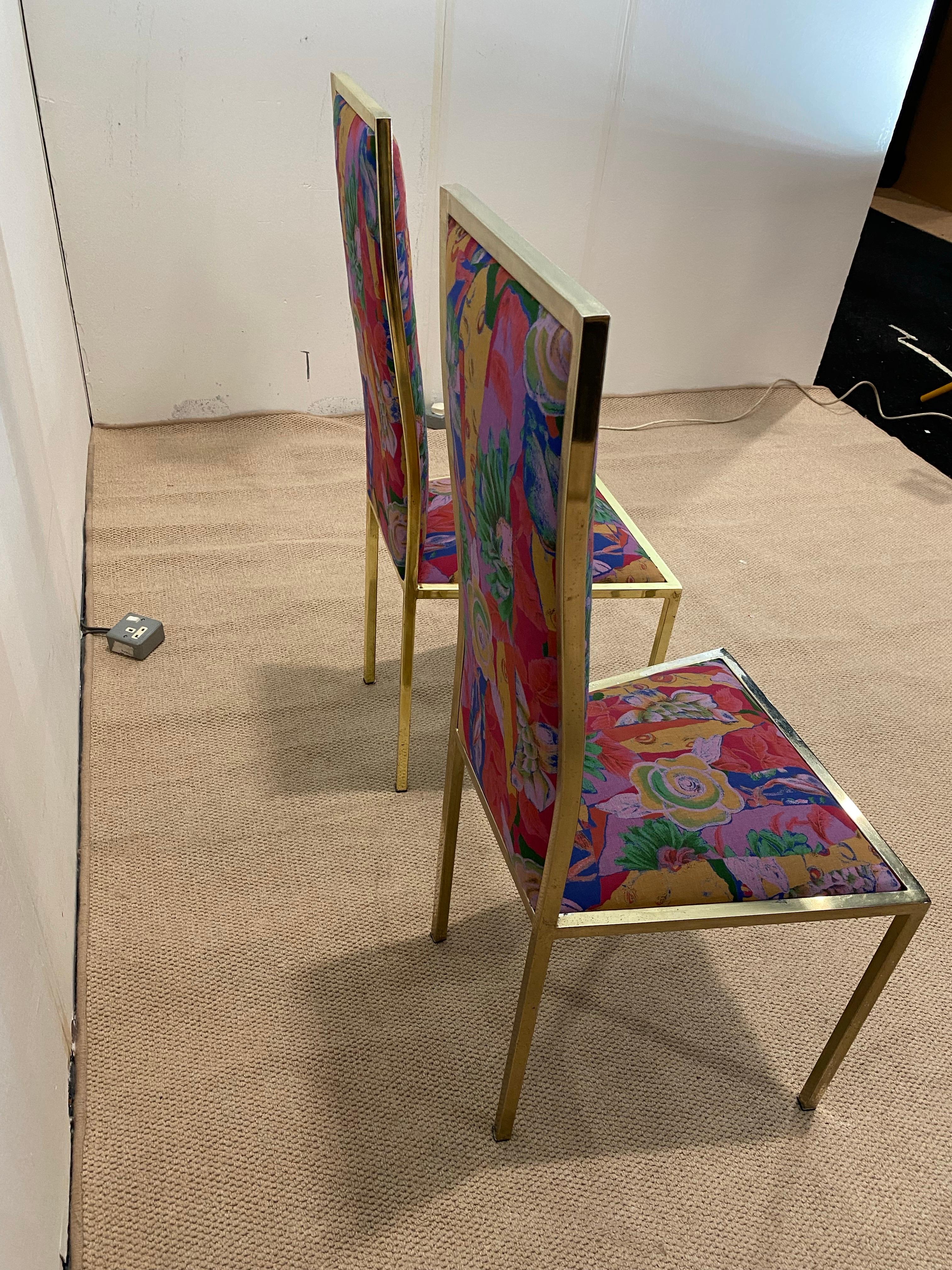 6 x Renato Zevi 1970er Messing-Esszimmerstühle in Yves Saint Laurent 80er Jahre Hollywood im Angebot 3