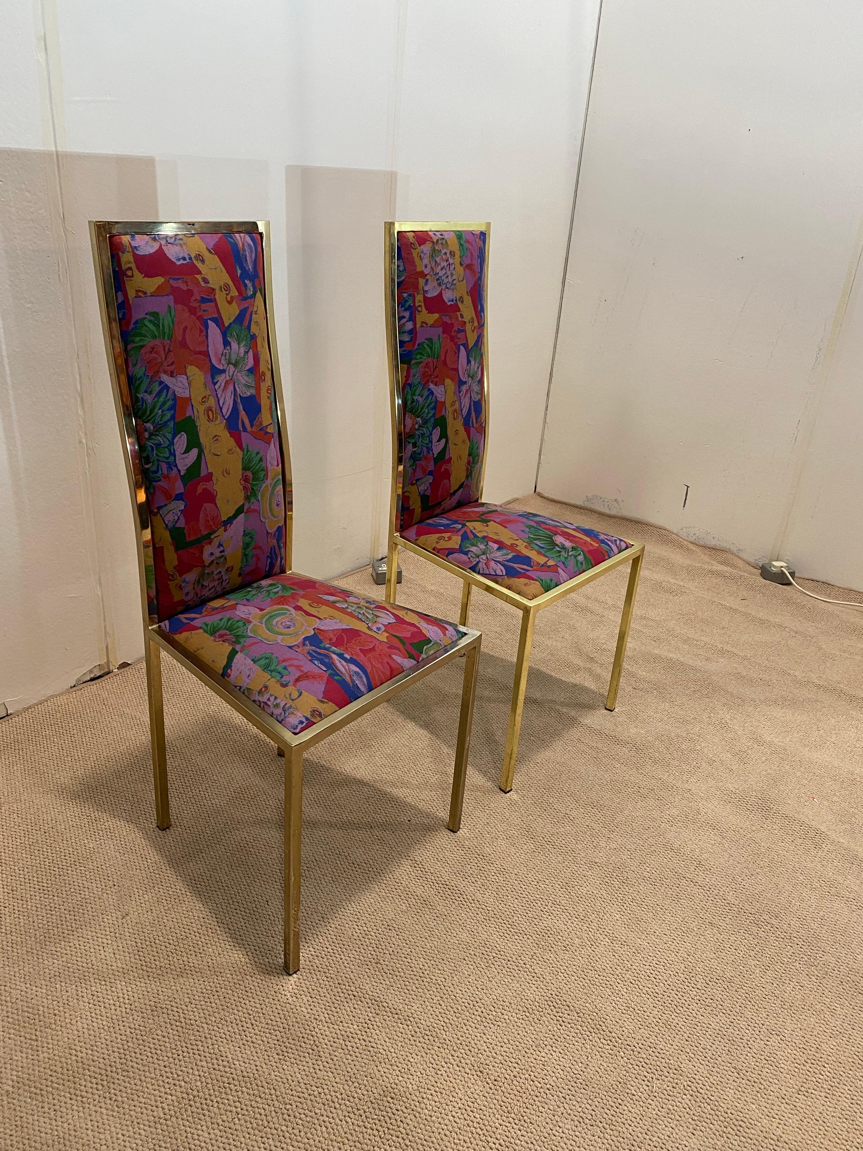 6 x Renato Zevi 1970er Messing-Esszimmerstühle in Yves Saint Laurent 80er Jahre Hollywood im Angebot 4
