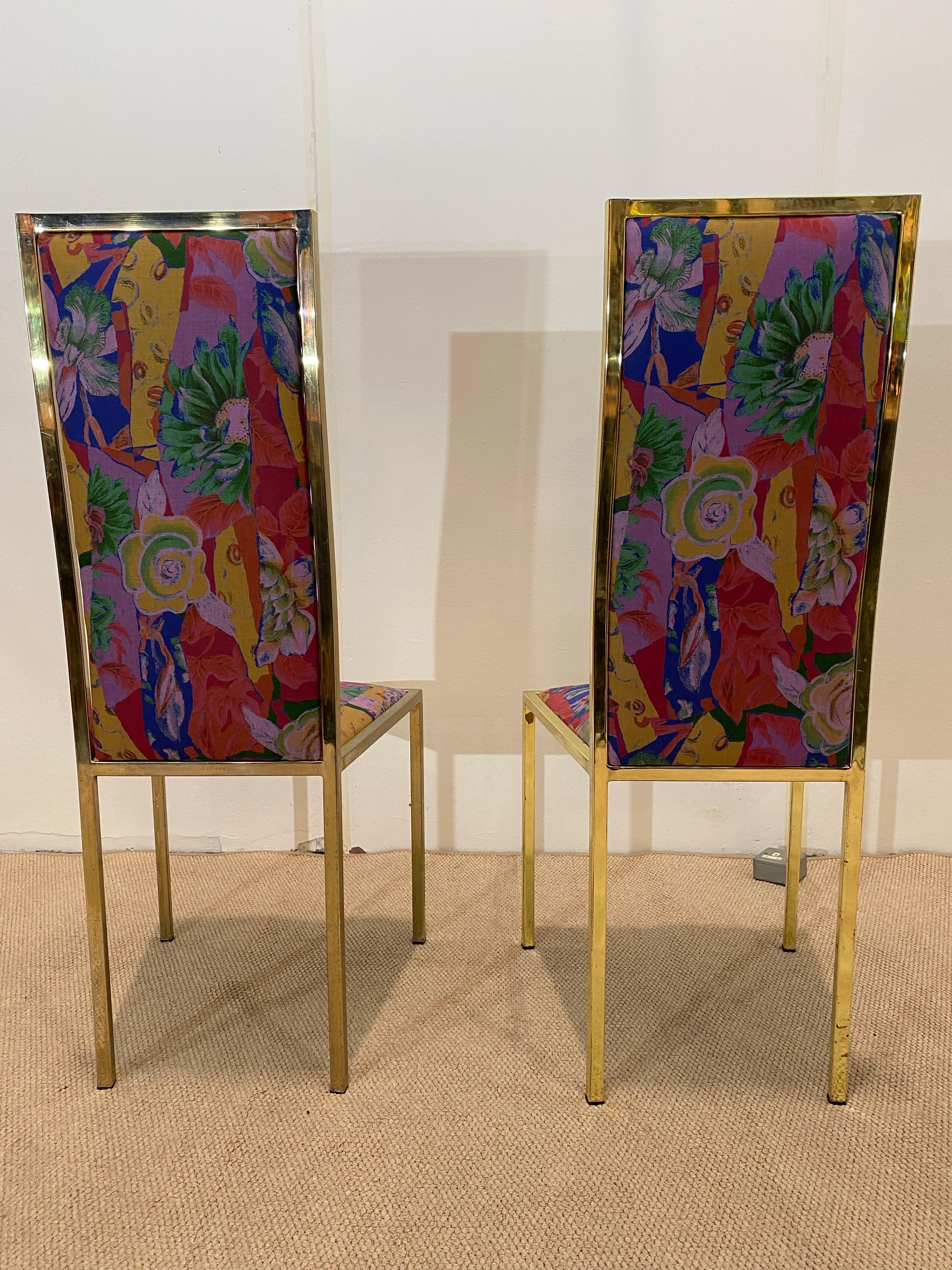 6 x Renato Zevi 1970er Messing-Esszimmerstühle in Yves Saint Laurent 80er Jahre Hollywood im Angebot 5
