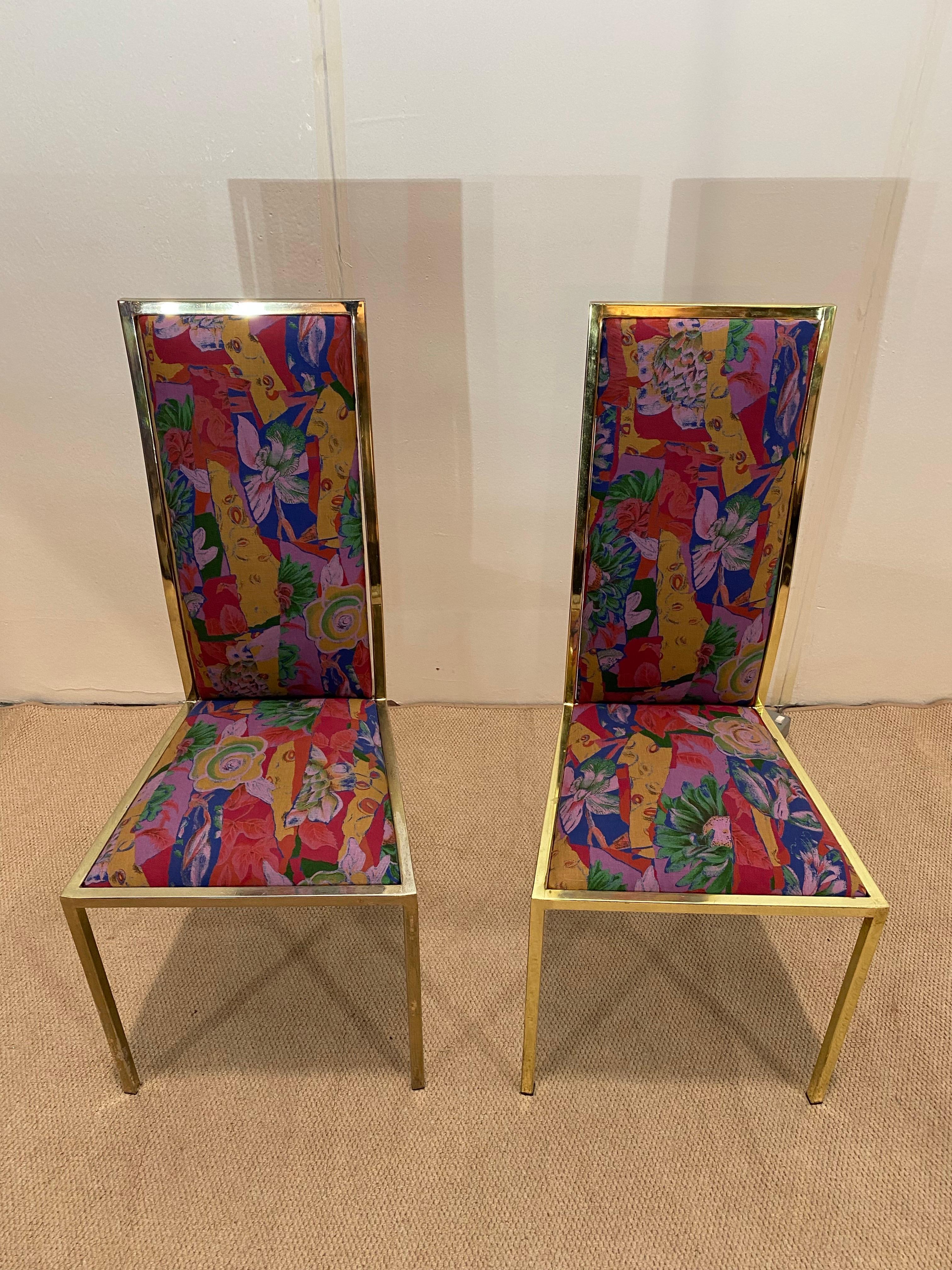 6 x Renato Zevi 1970er Messing-Esszimmerstühle in Yves Saint Laurent 80er Jahre Hollywood im Angebot 7