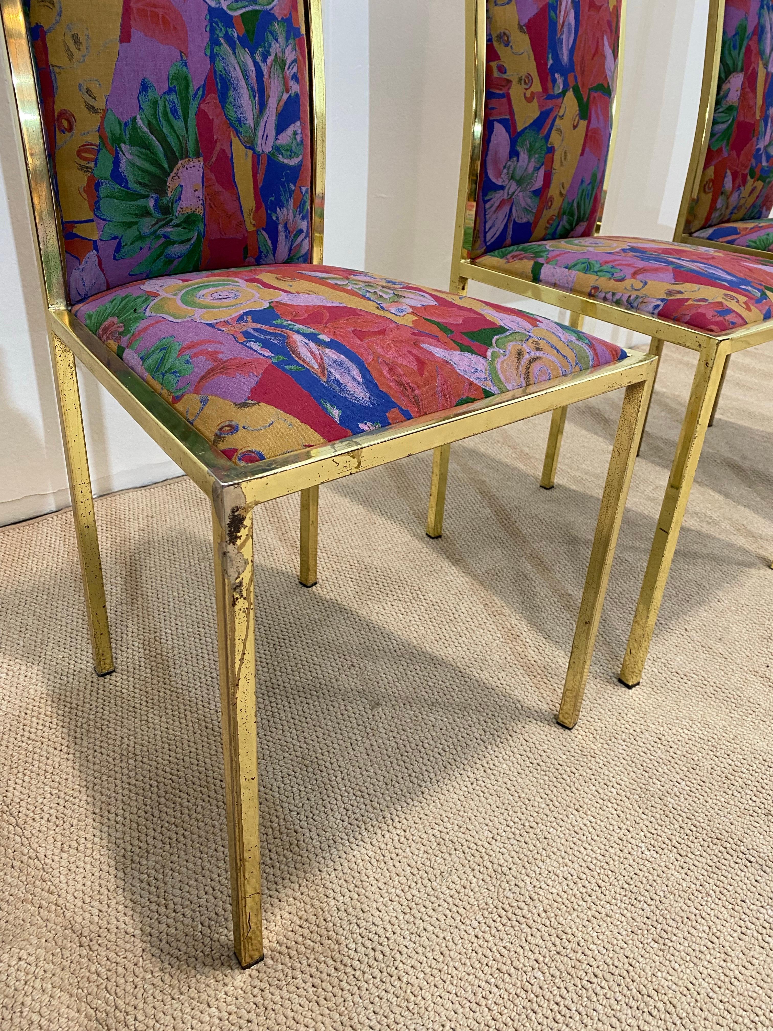 6 x Renato Zevi 1970er Messing-Esszimmerstühle in Yves Saint Laurent 80er Jahre Hollywood im Angebot 10