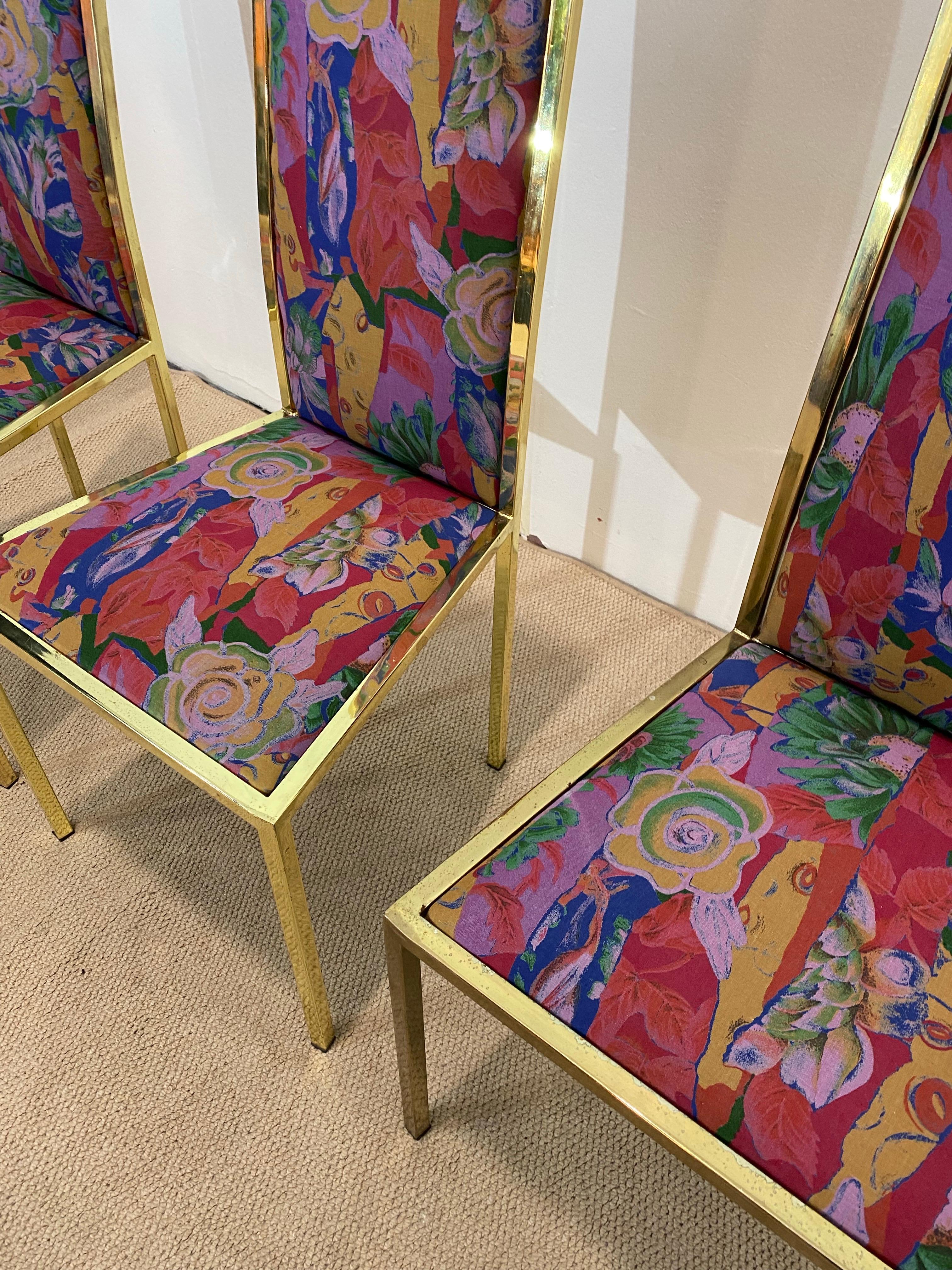 6 x Renato Zevi 1970er Messing-Esszimmerstühle in Yves Saint Laurent 80er Jahre Hollywood im Angebot 11