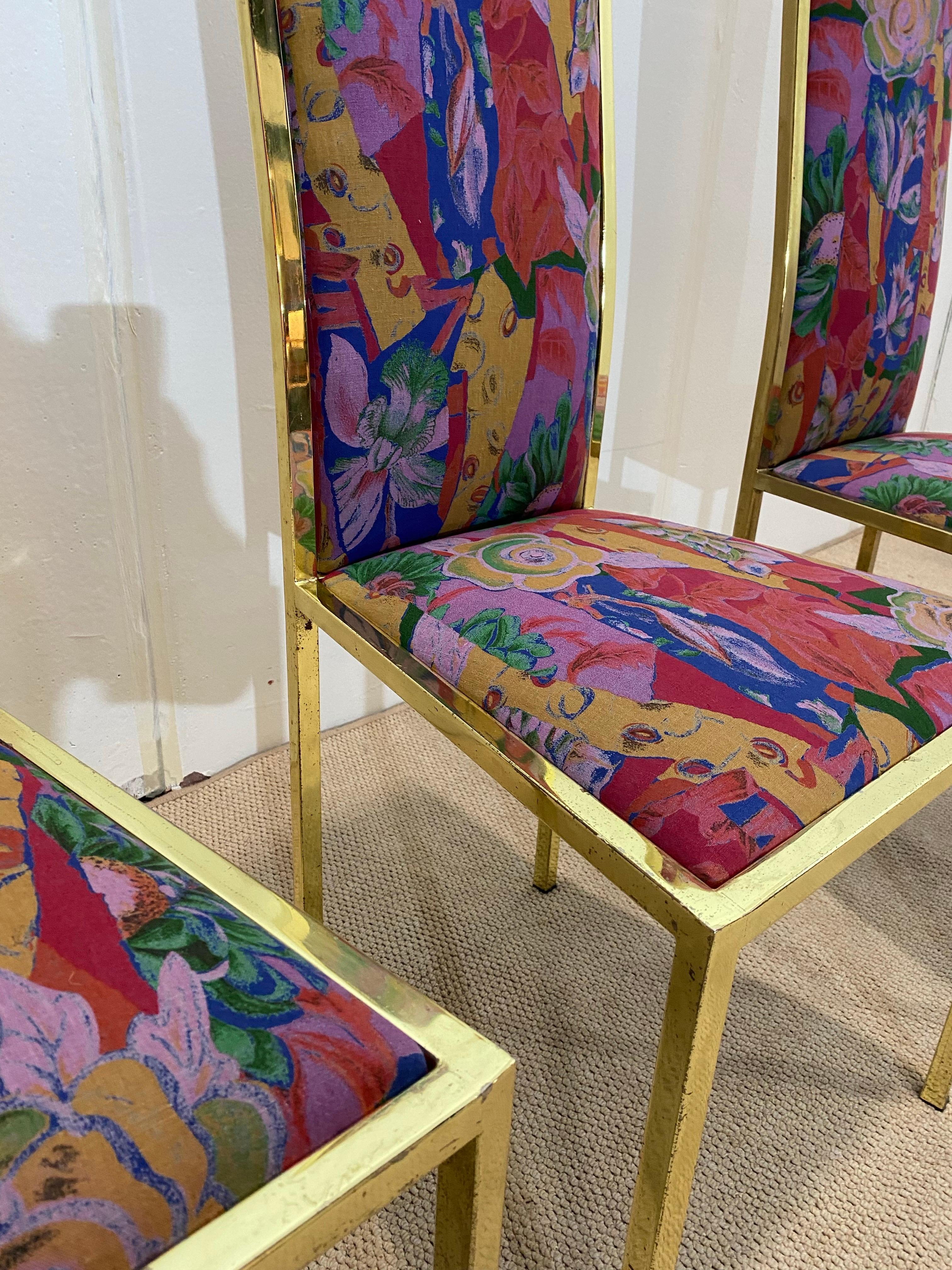 6 x Renato Zevi 1970er Messing-Esszimmerstühle in Yves Saint Laurent 80er Jahre Hollywood im Angebot 12