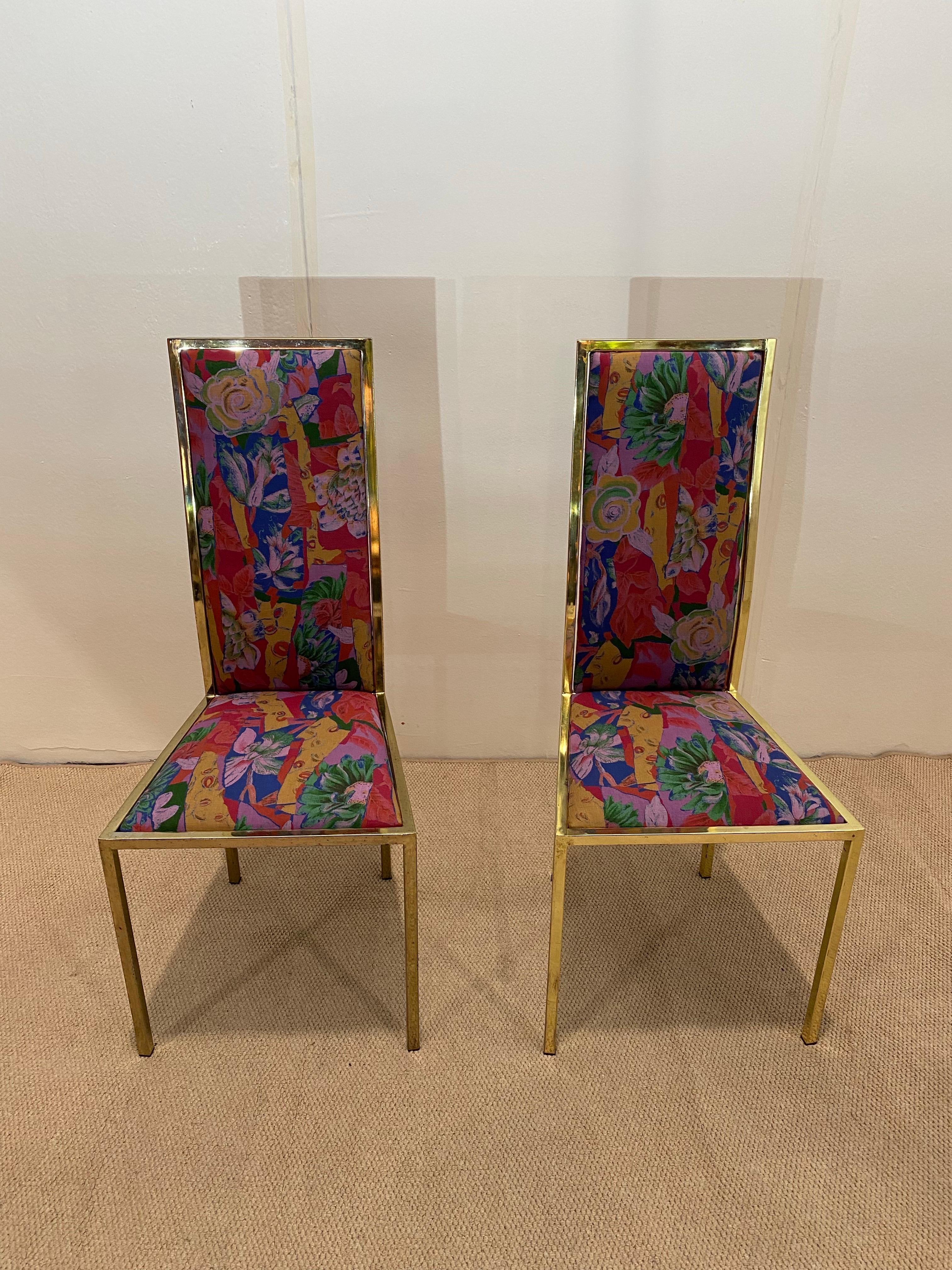 6 x Renato Zevi 1970er Messing-Esszimmerstühle in Yves Saint Laurent 80er Jahre Hollywood im Zustand „Gut“ im Angebot in London, GB