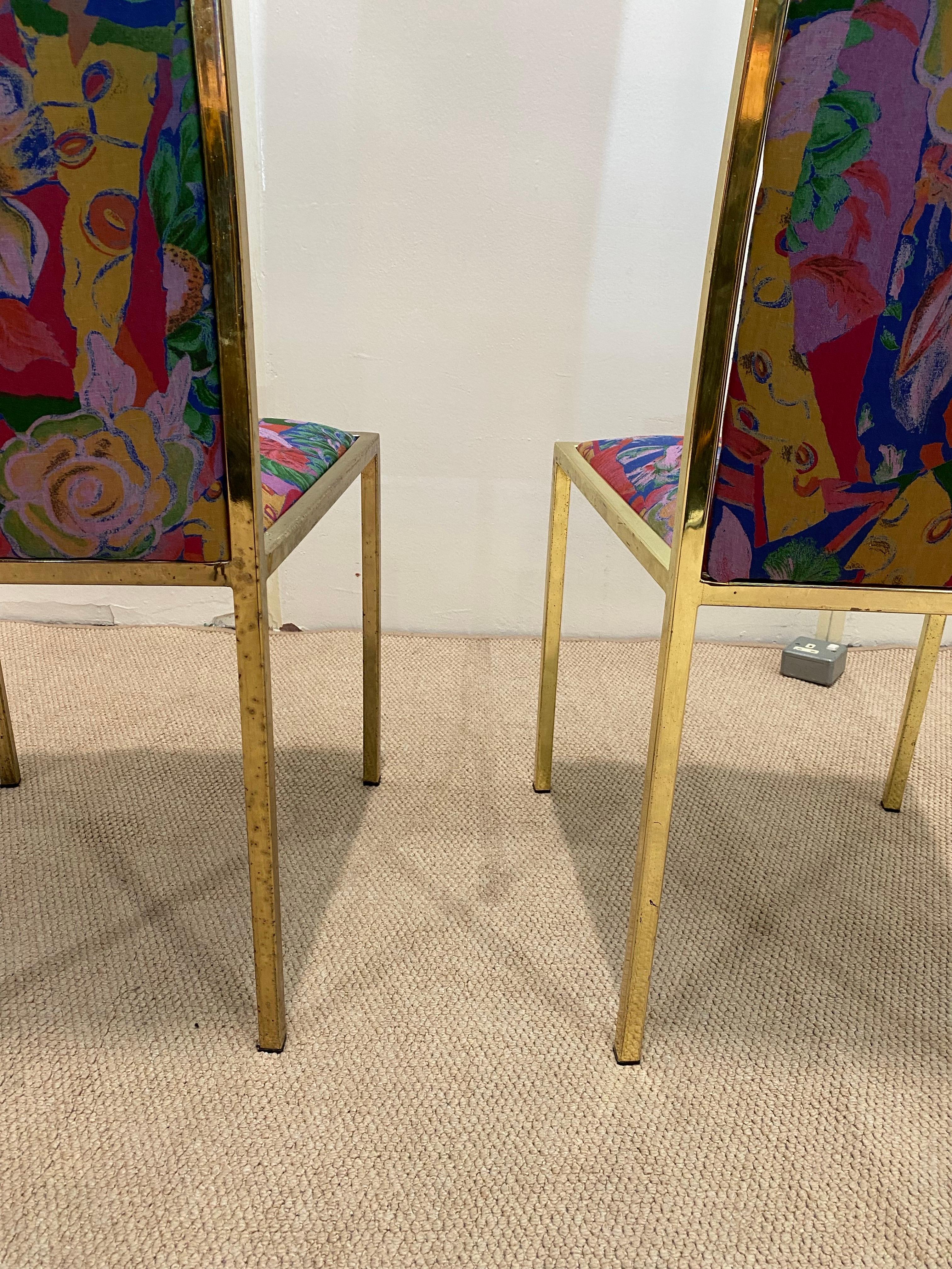 6 x Renato Zevi 1970er Messing-Esszimmerstühle in Yves Saint Laurent 80er Jahre Hollywood (Ende des 20. Jahrhunderts) im Angebot