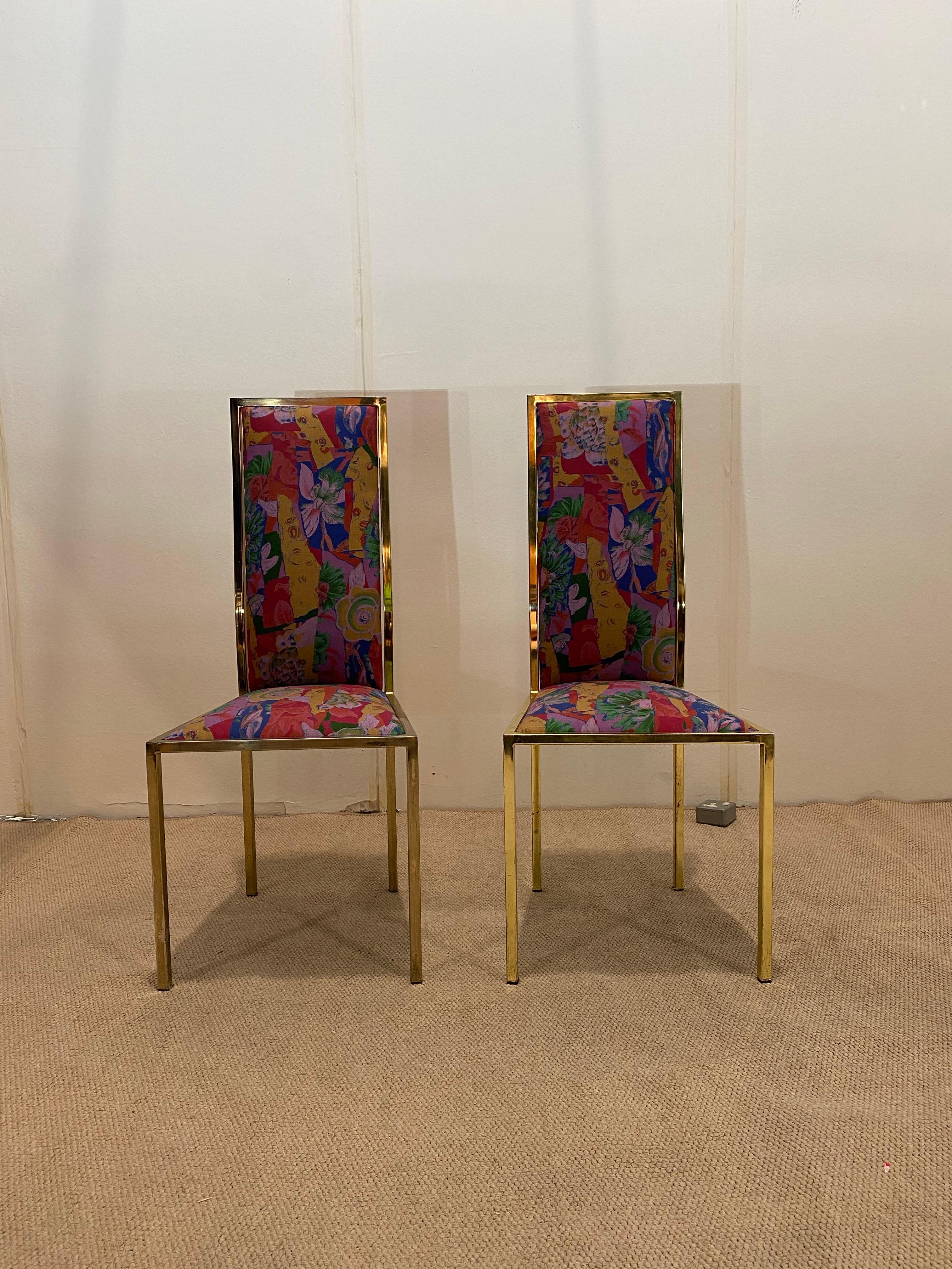 6 x Renato Zevi 1970er Messing-Esszimmerstühle in Yves Saint Laurent 80er Jahre Hollywood im Angebot 1